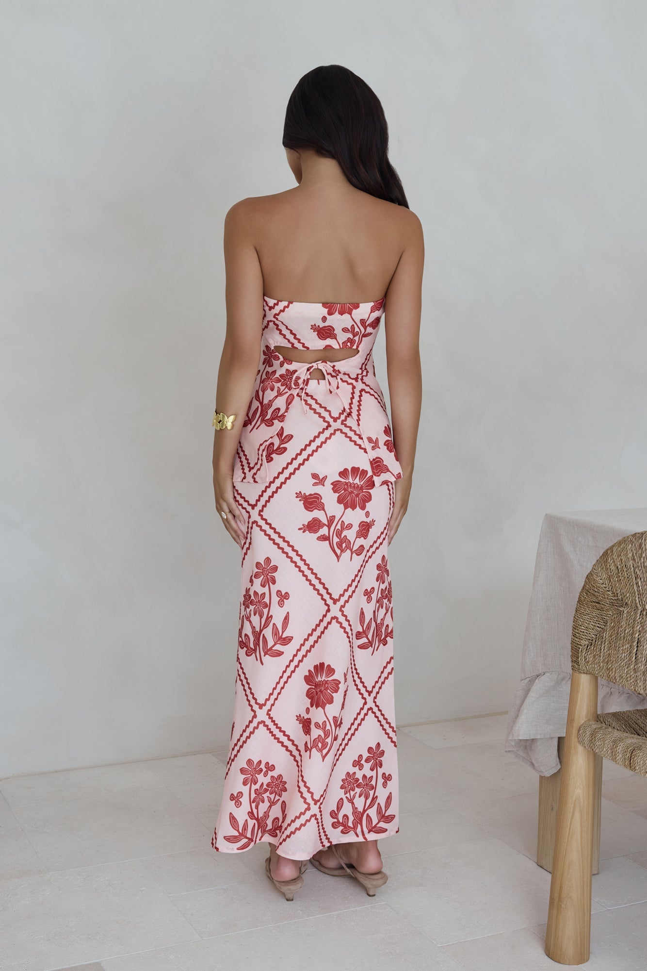 Minimale Longline Strapless Top Red