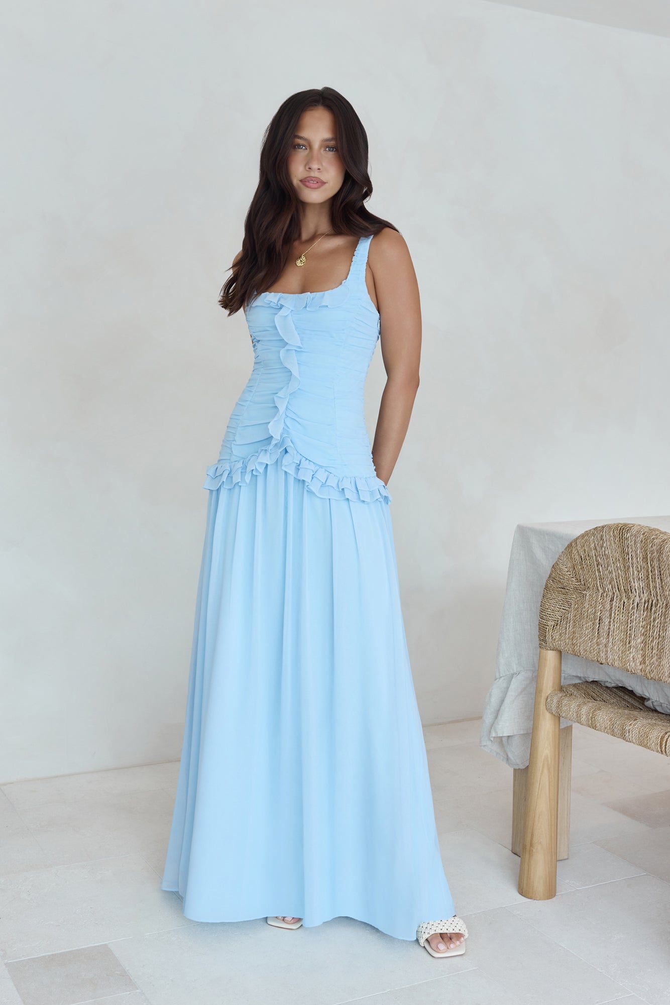 Shoreline Luxe Maxi Dress Blue