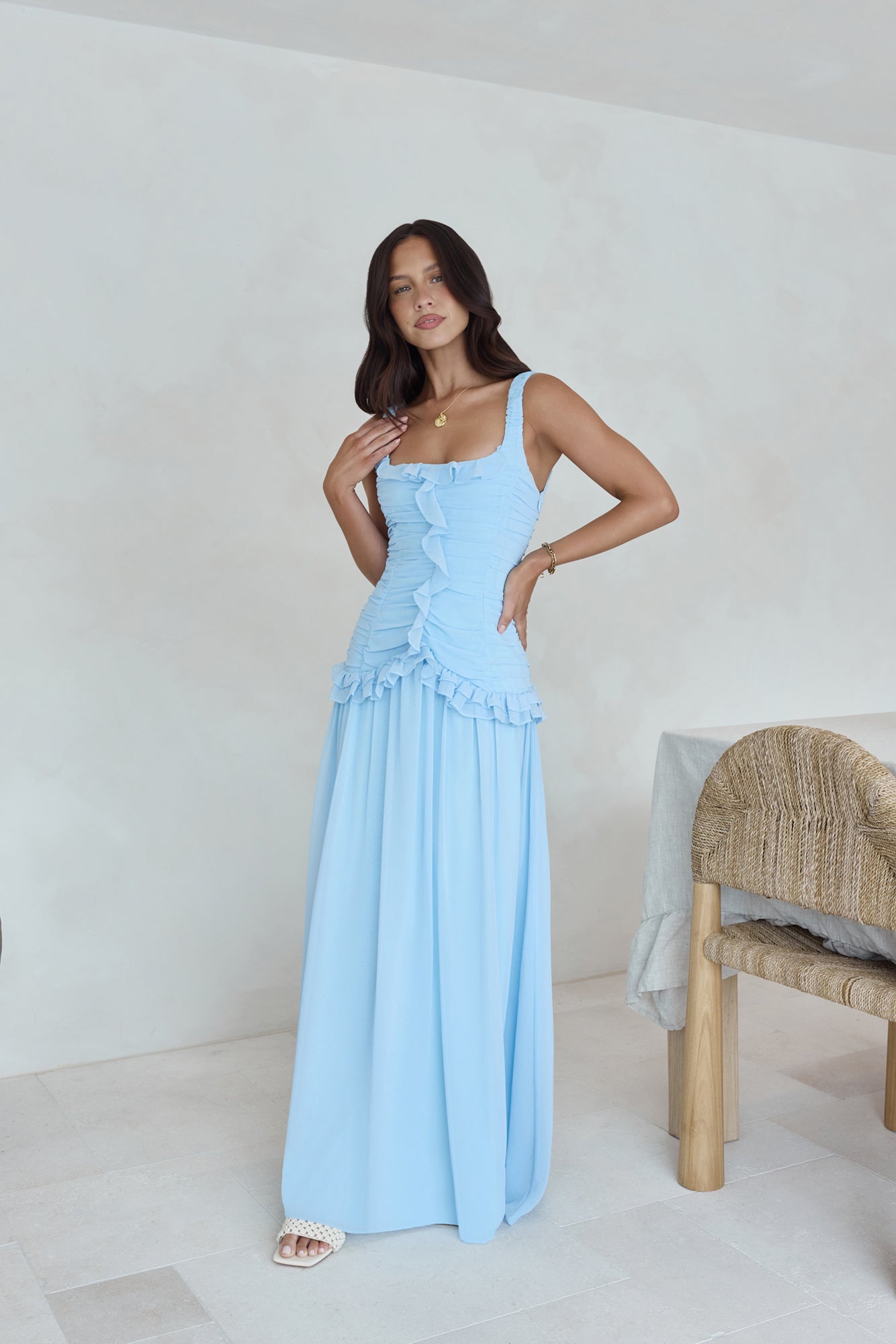 Shoreline Luxe Maxi Dress Blue