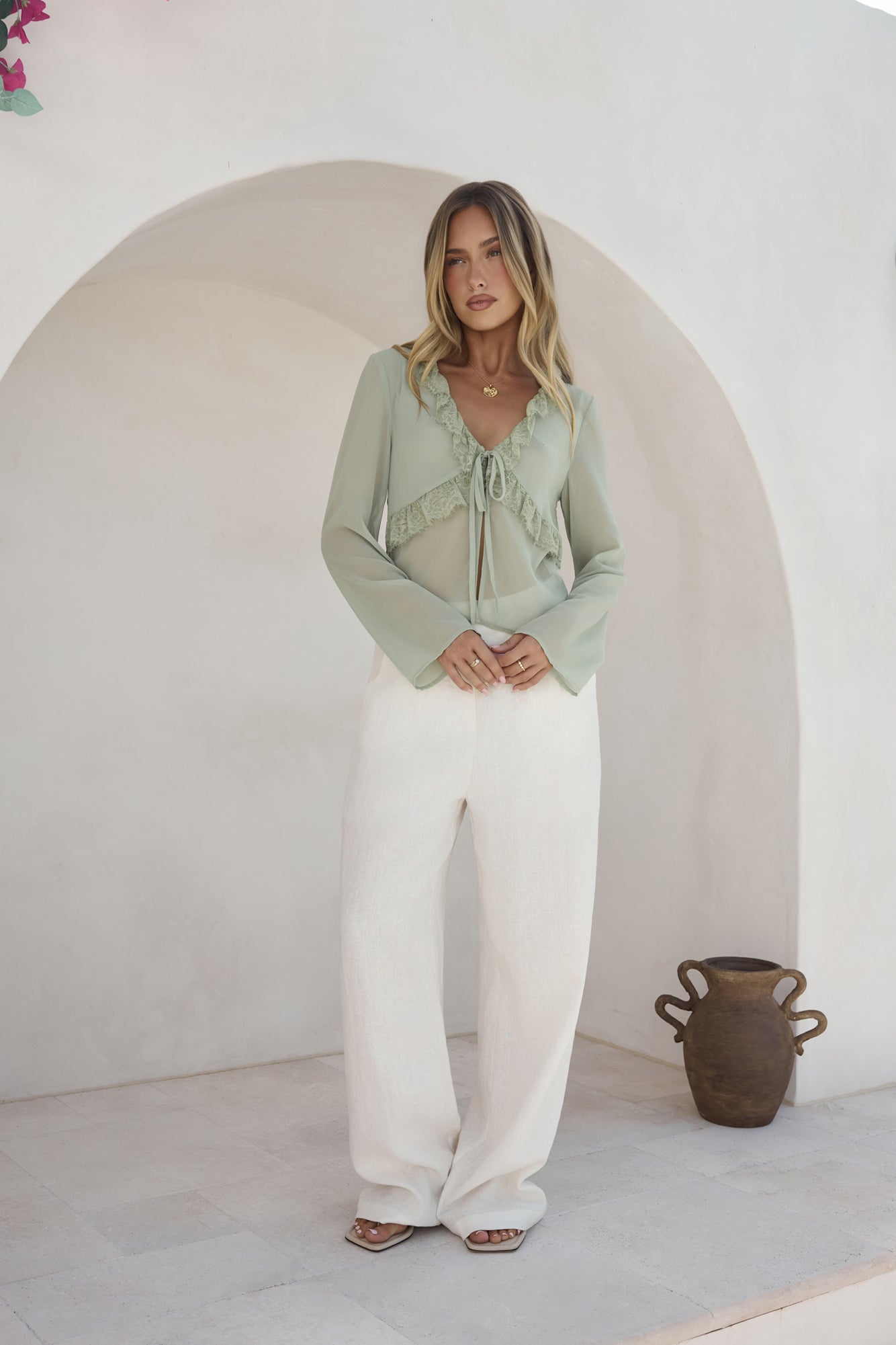 Stroke Of Luck Long Sleeve Top Sage