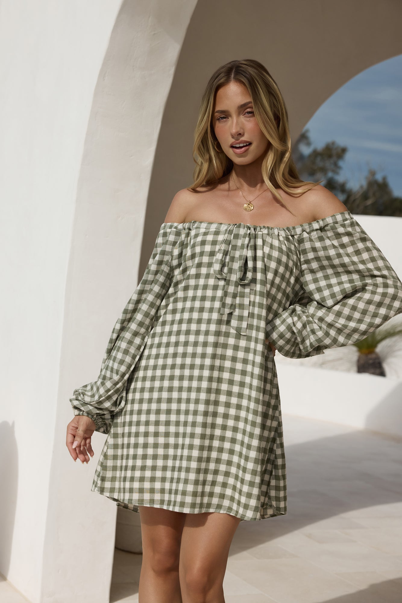 Easy Moments Long Sleeve Mini Dress Green