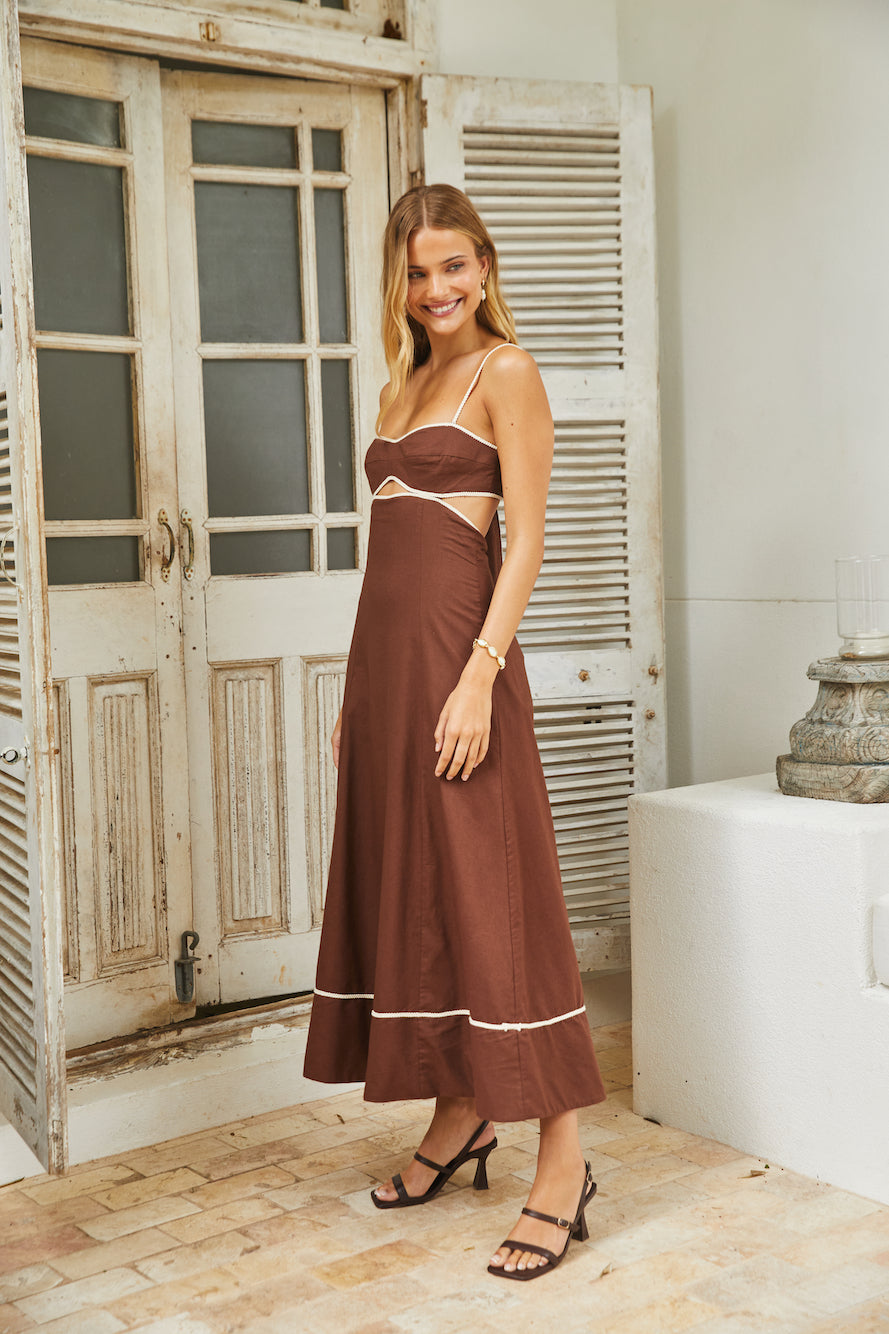 Sienna Breeze Maxi Dress Chocolate Beige