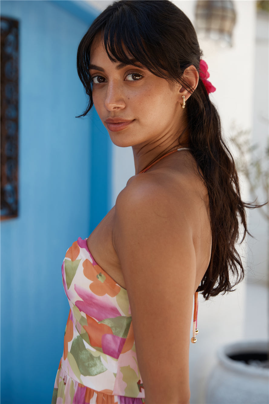 Summer Oasis Halter Maxi Dress Pink