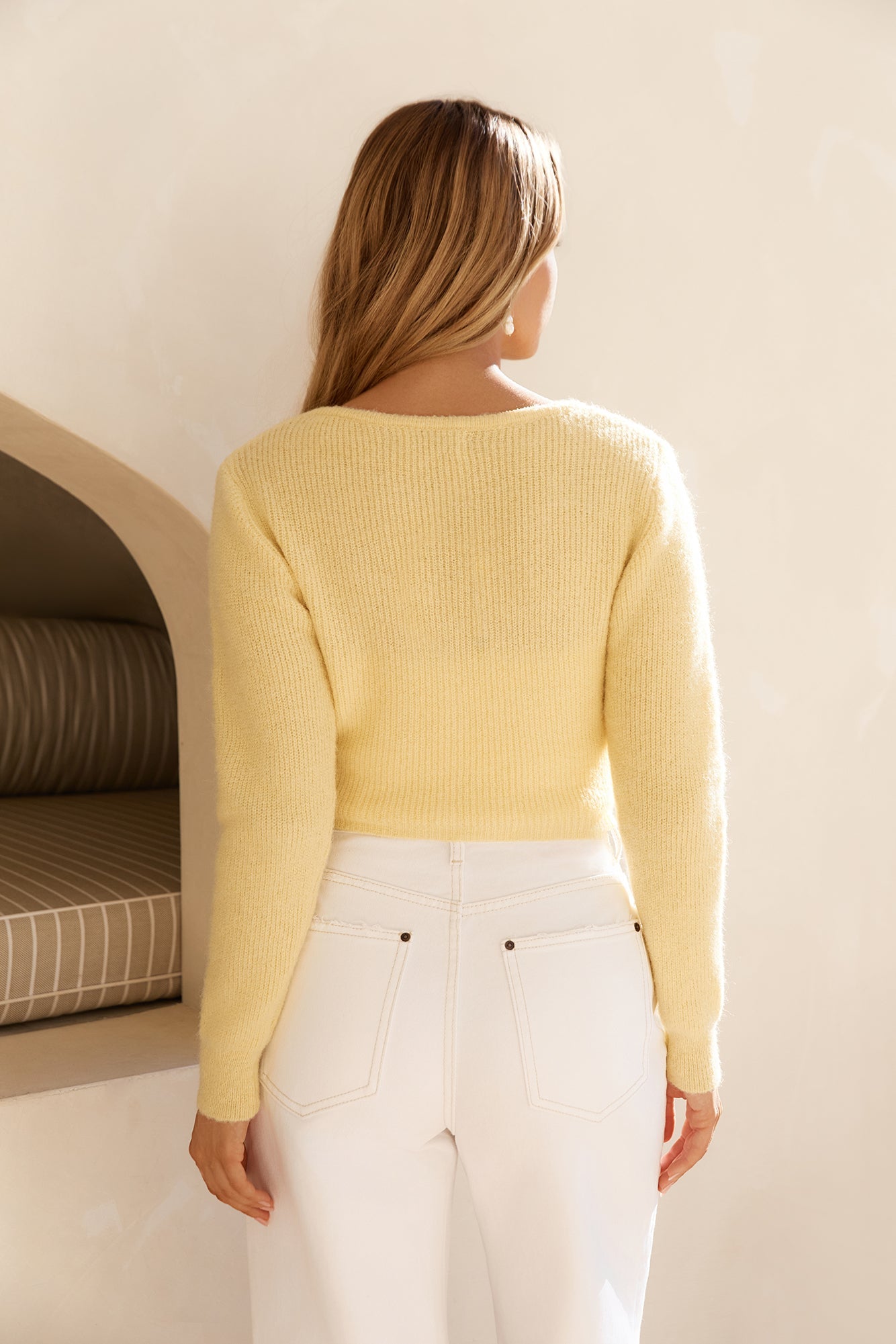 Soft Feel Fluffy Cardigan Yellow