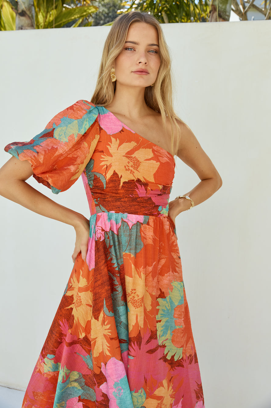 Sunseeker One Shoulder Maxi Dress Pink