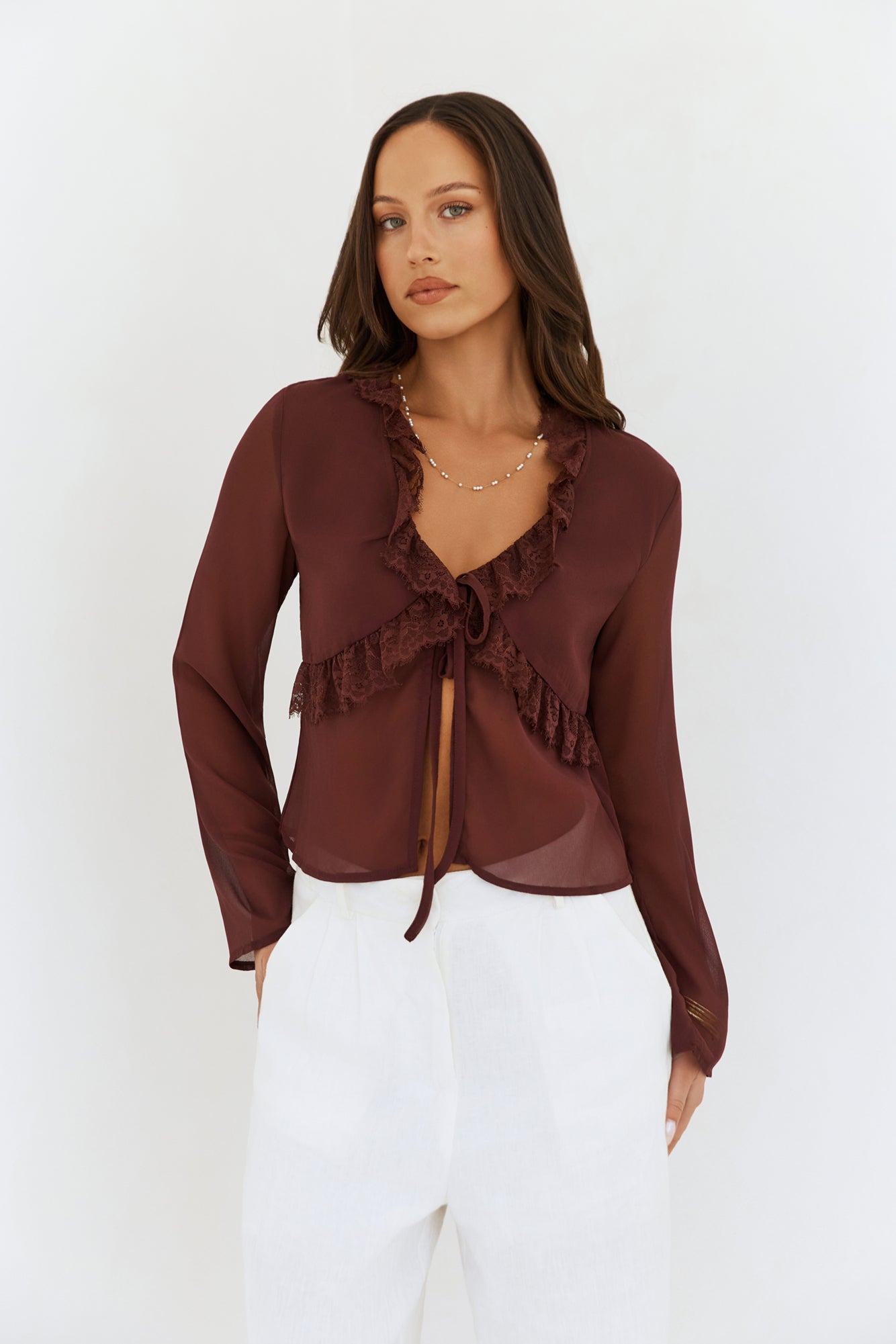 Stroke Of Luck Long Sleeve Top Brown