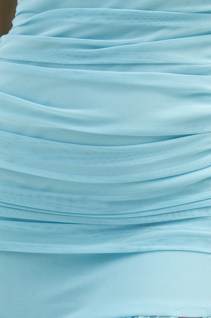 Kiss Me Under The Sea Mesh Maxi Dress Blue