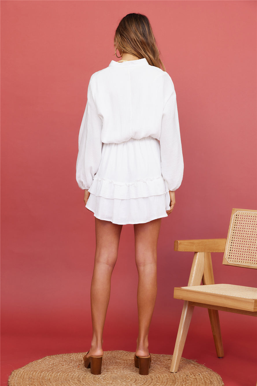 Peach Sunsets Dress White
