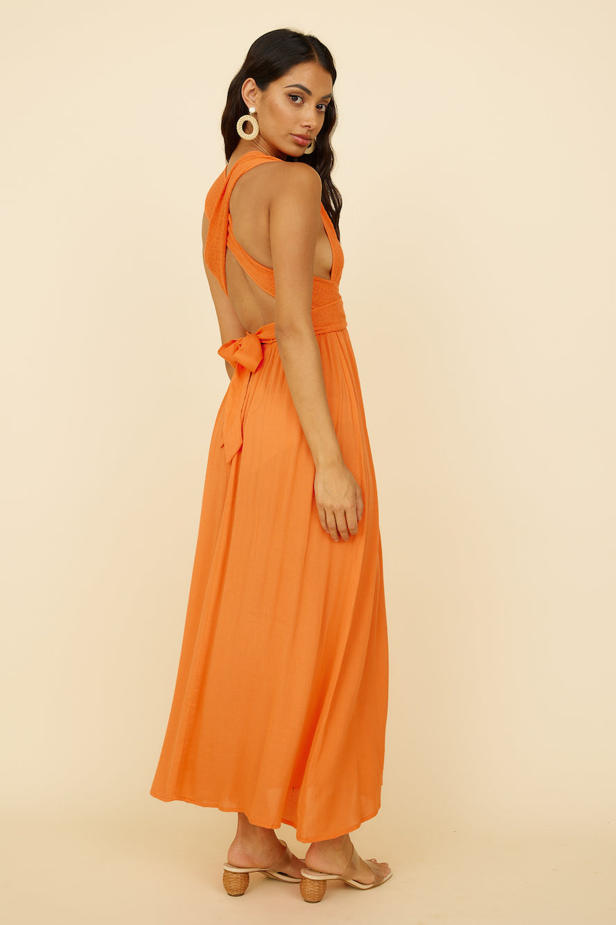 Skyfall Midi Dress Orange