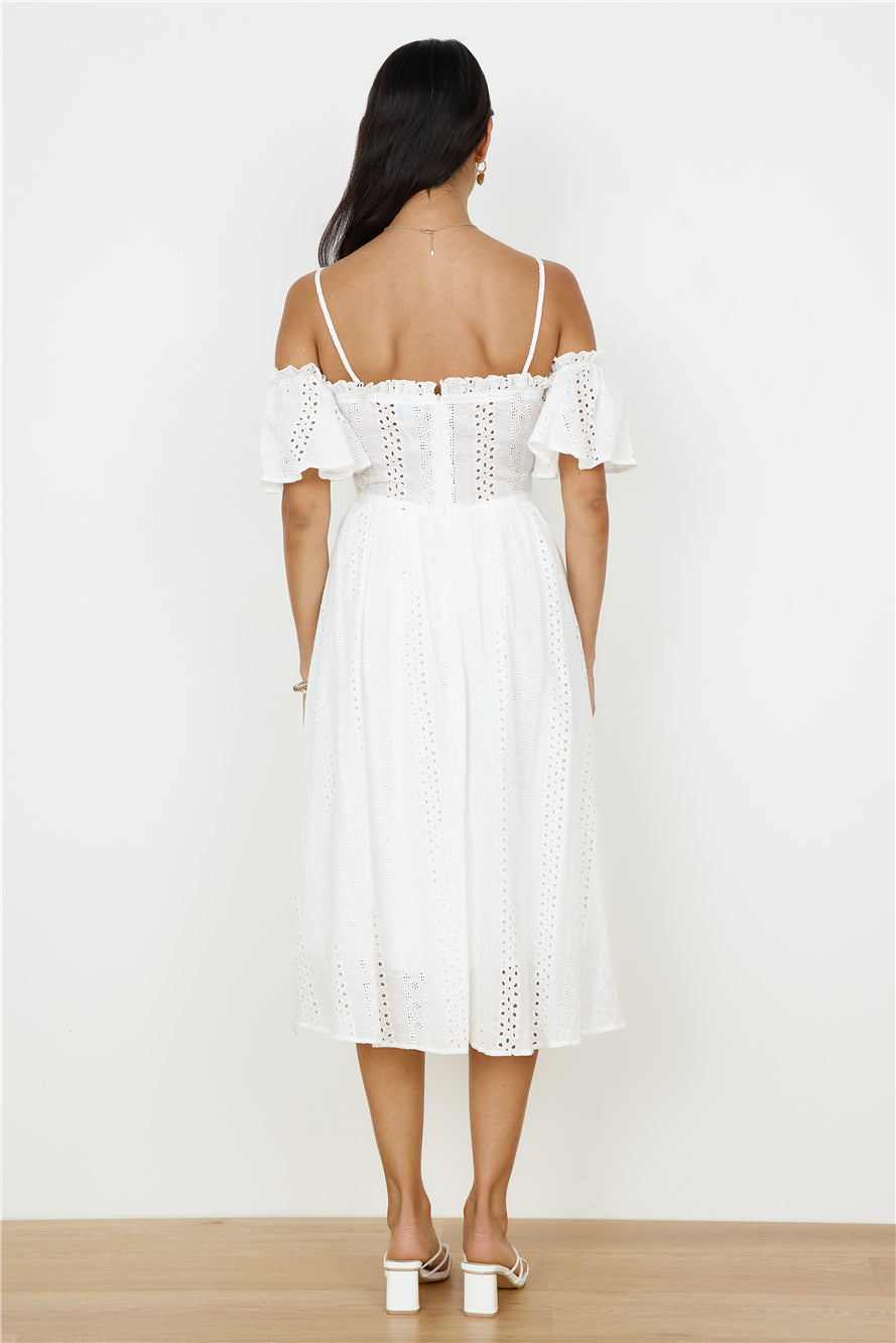 Basque Midi Dress White