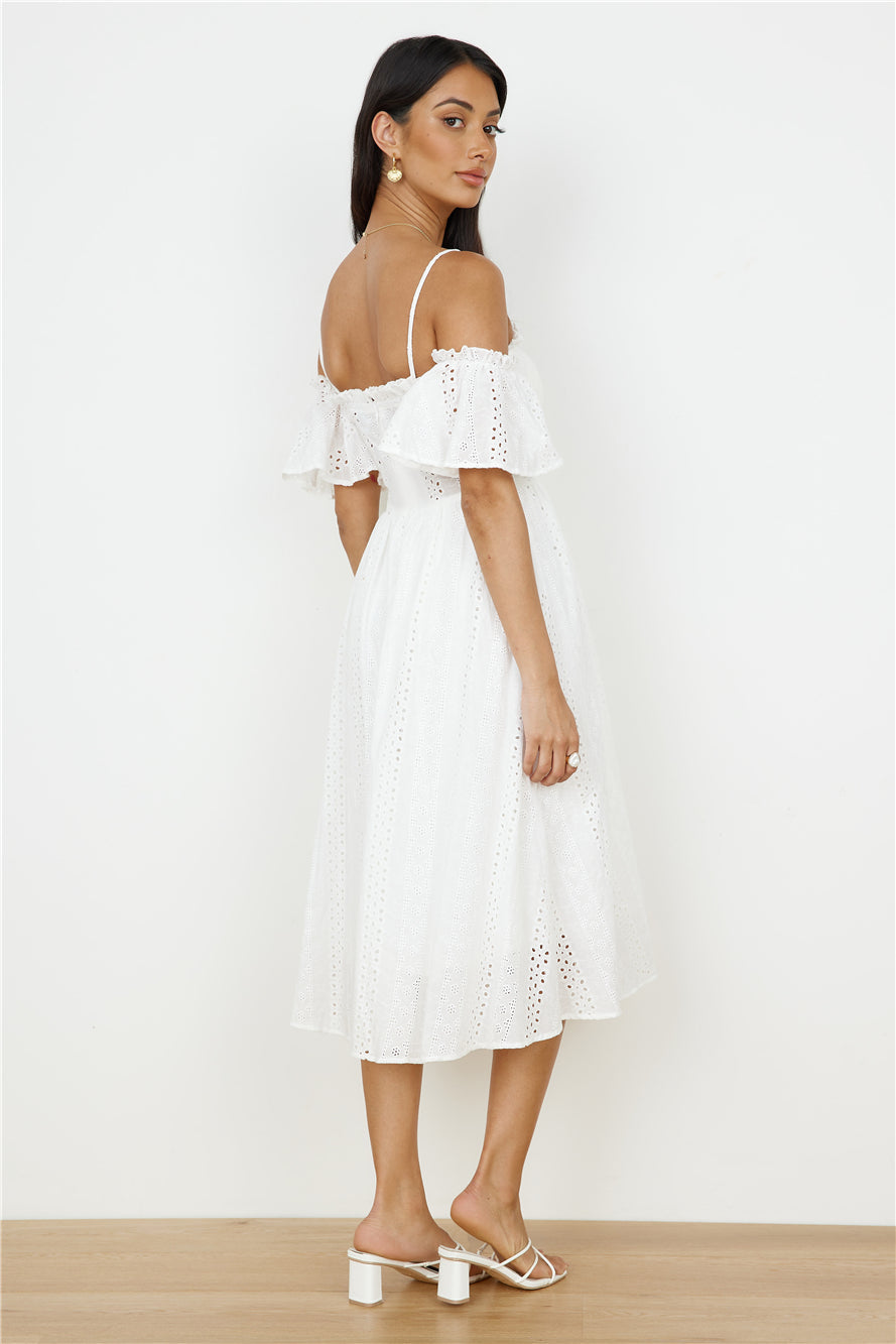 Basque Midi Dress White
