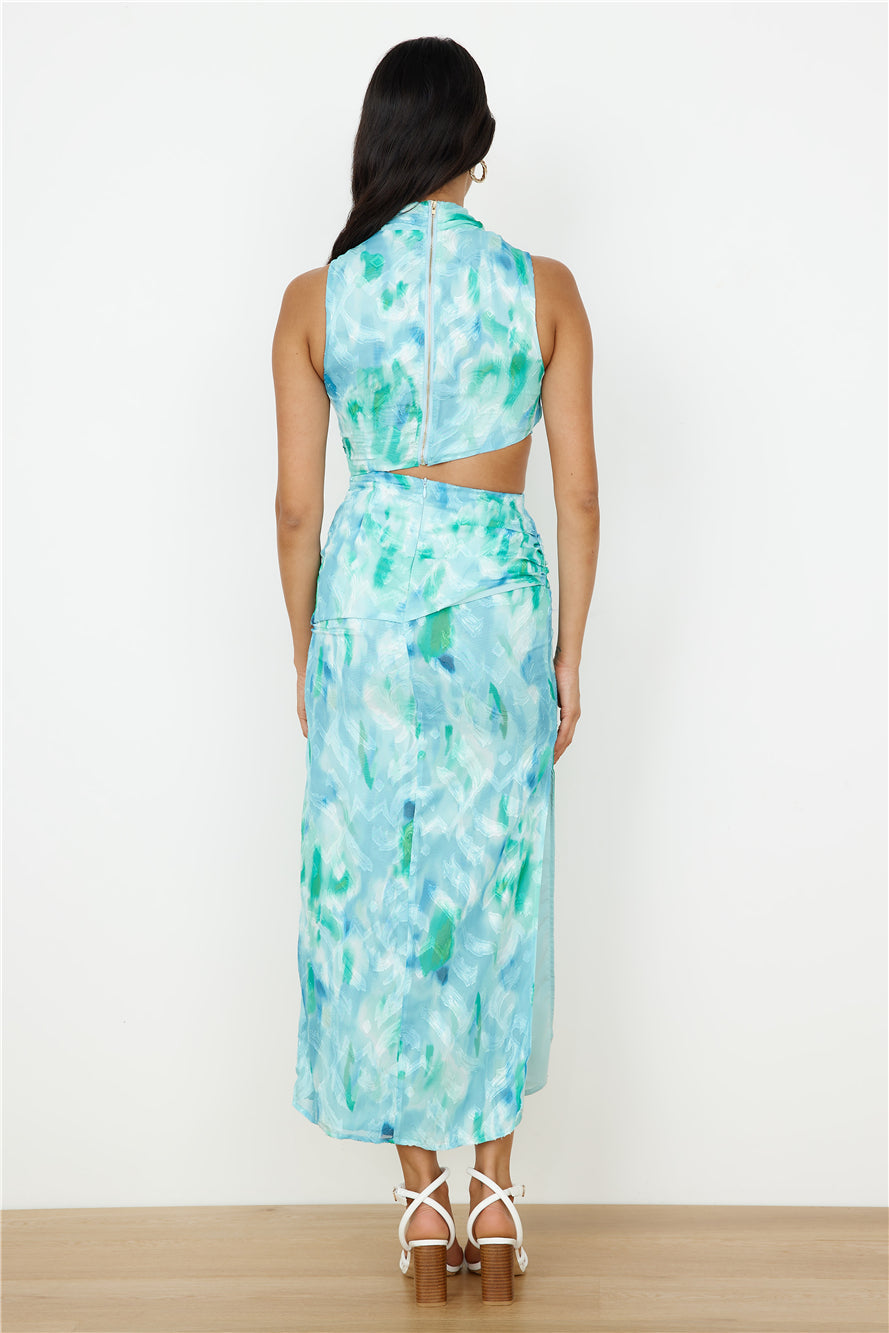 Kiss From The Ocean Midi Dress Blue