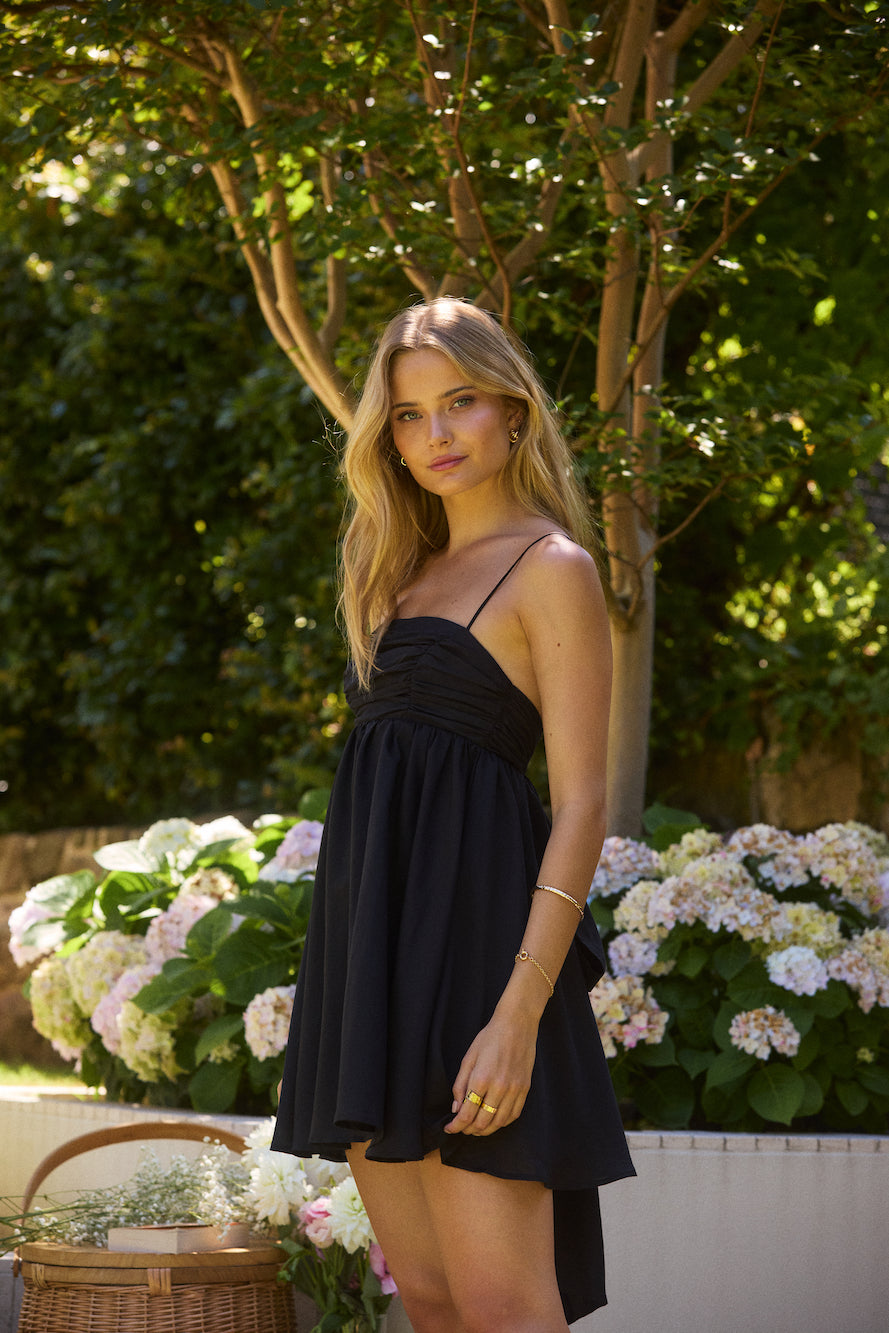 Midnight Charm Mini Dress Black