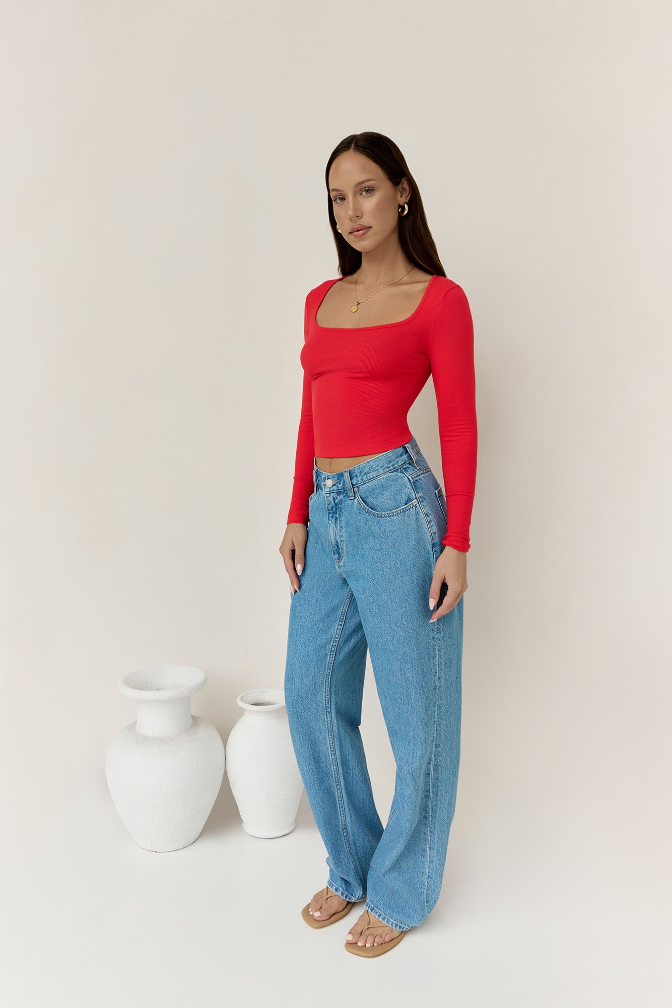 BASE Wear Now Ribbed Long Sleeve Top Red