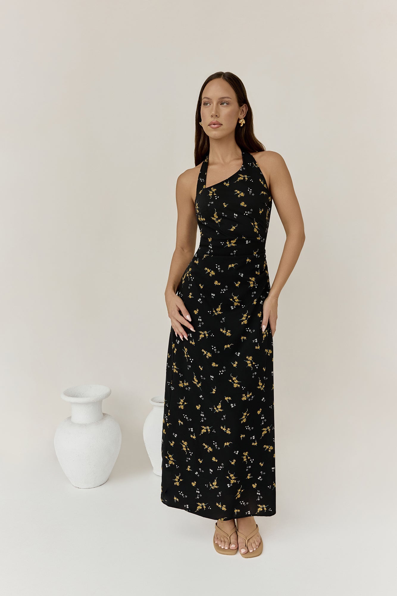 Scarlet Hues Halter Maxi Dress Black