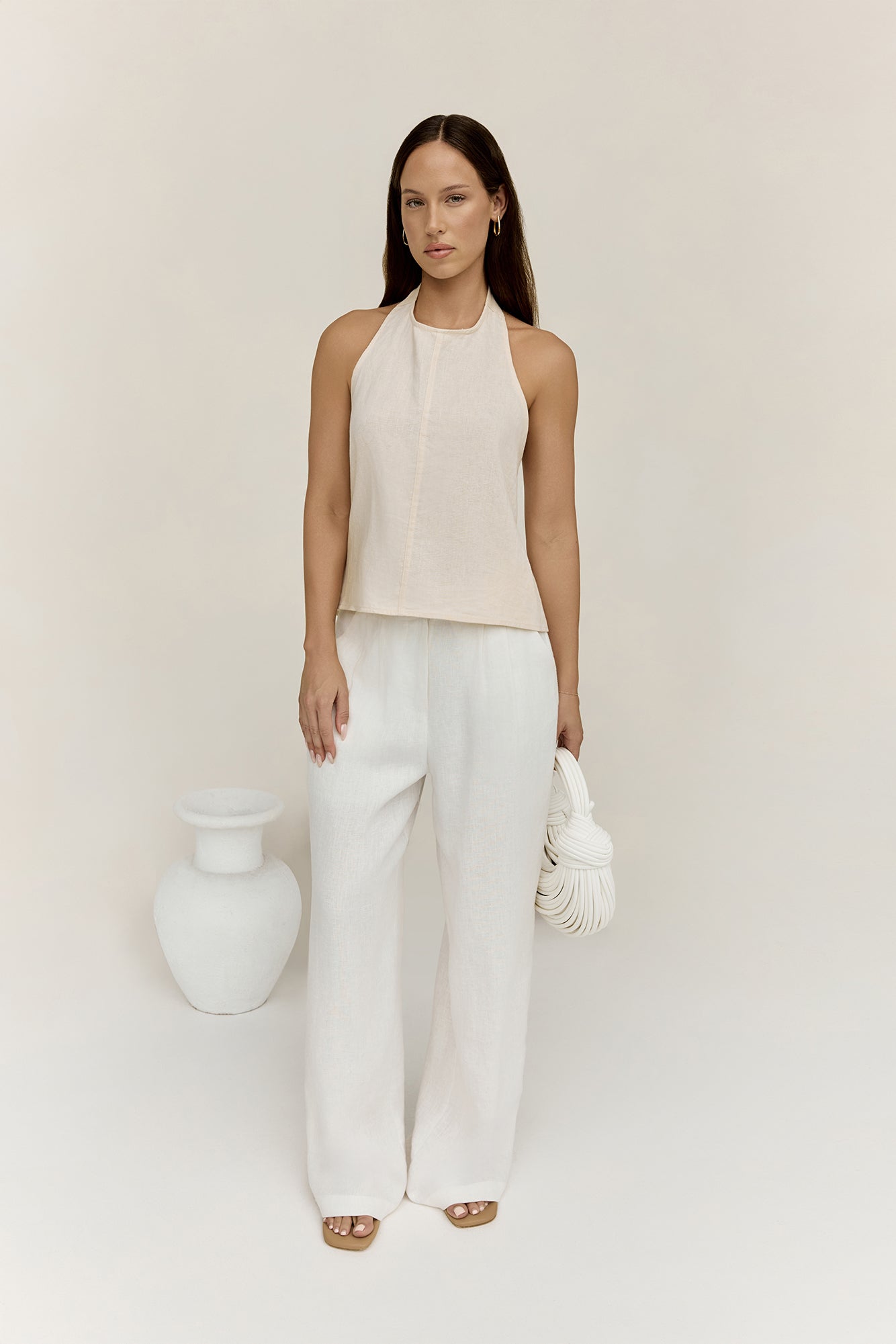 Dreamer Linen Halter Top Oatmeal