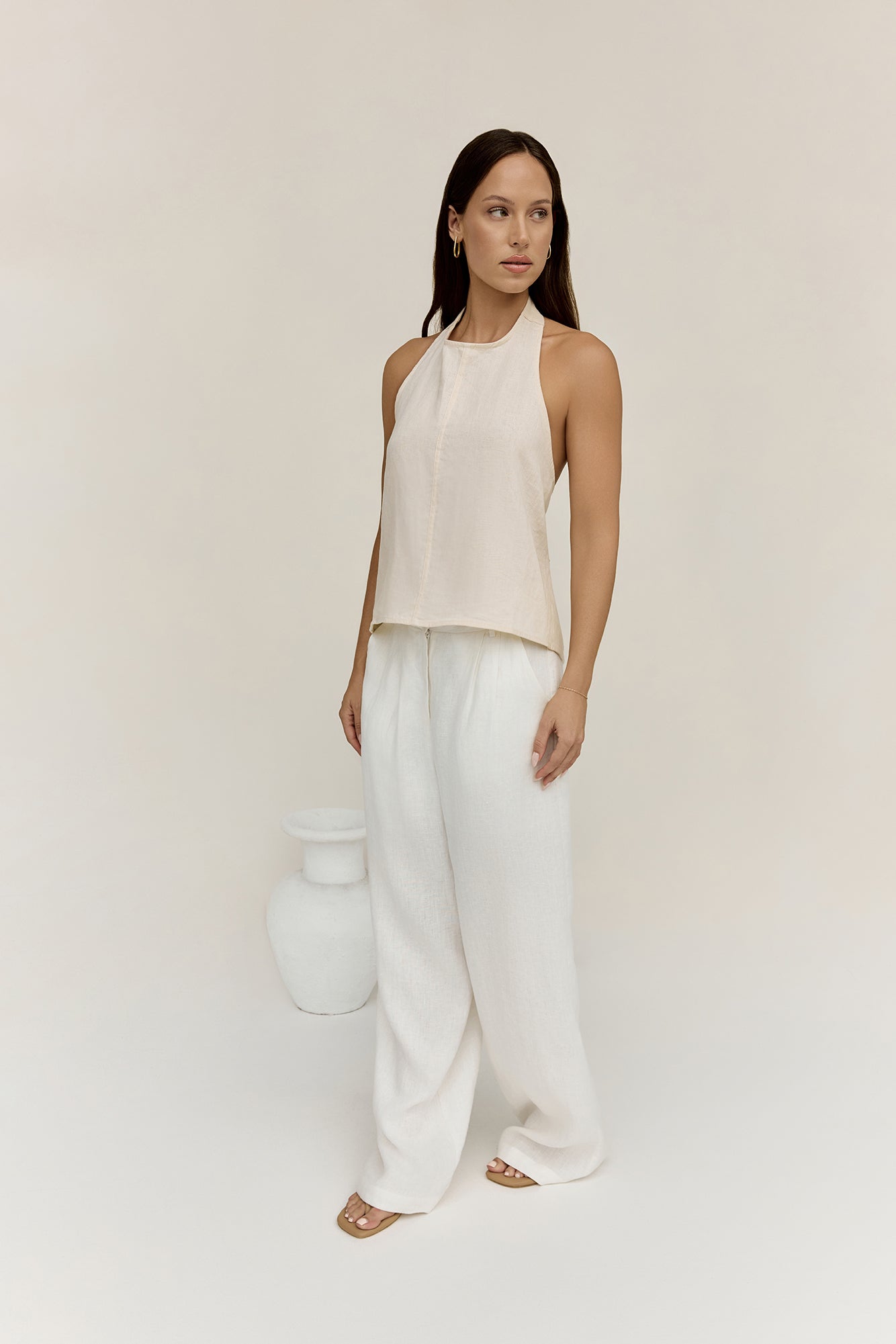 Dreamer Linen Halter Top Oatmeal