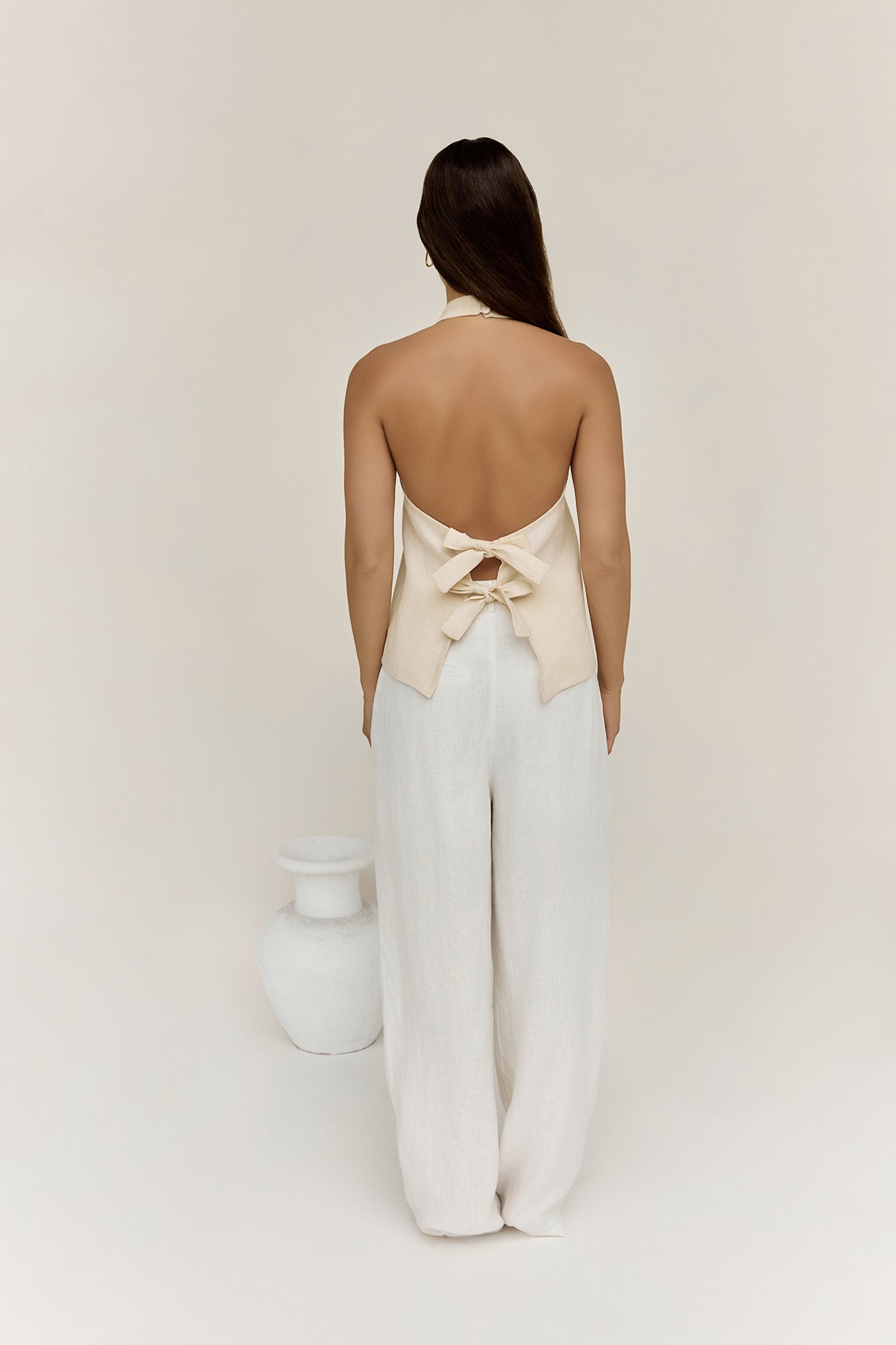Dreamer Linen Halter Top Oatmeal