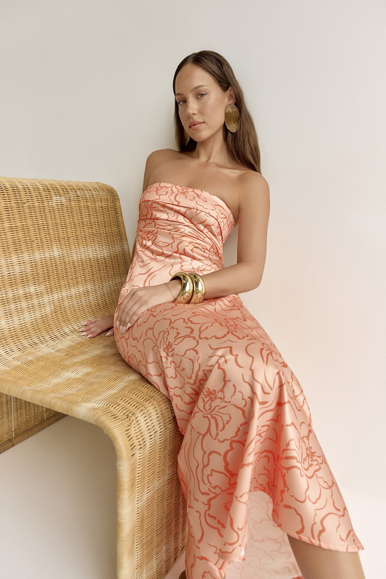 Staying True Strapless Maxi Dress Orange
