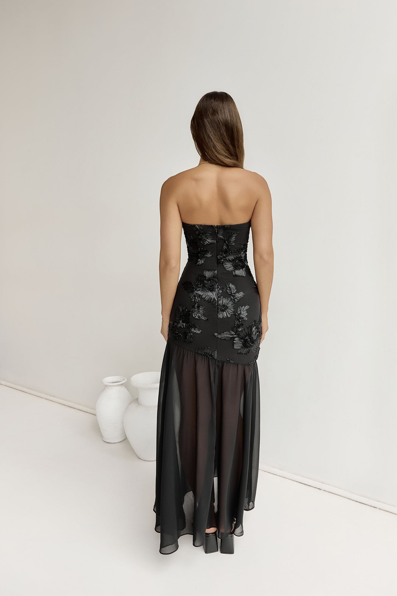 First Class Feelings Strapless Maxi Dress Black