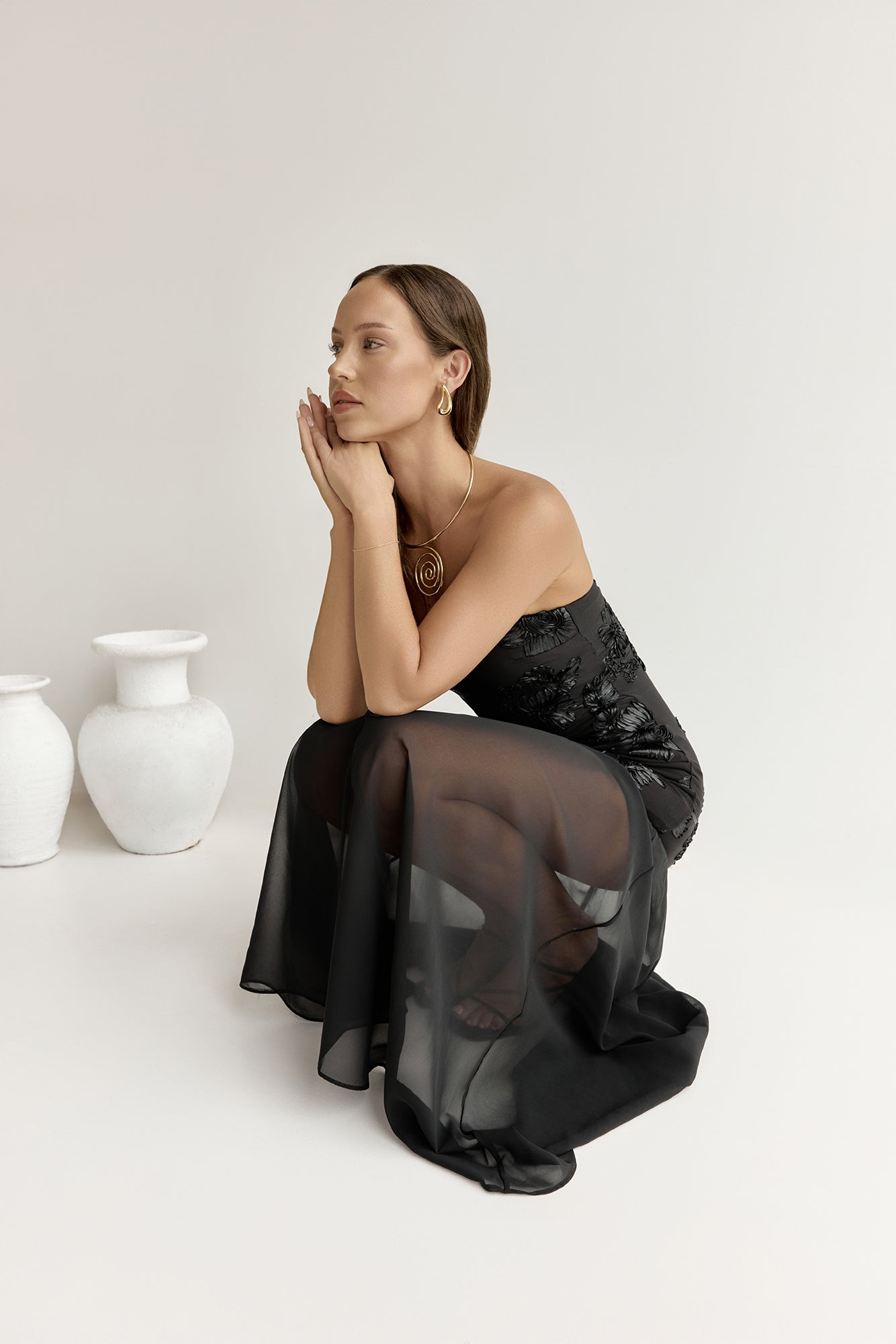 First Class Feelings Strapless Maxi Dress Black