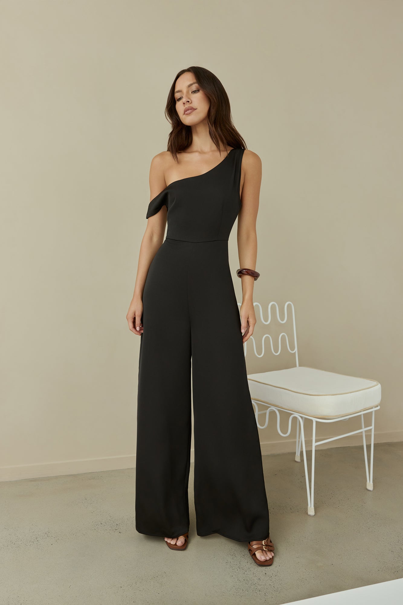 Secret Society Off Shoulder Jumpsuit Black