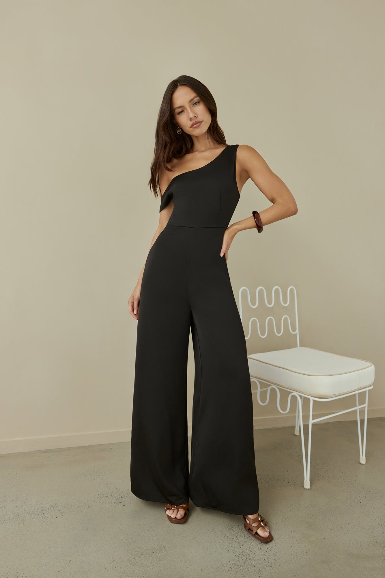 Secret Society Off Shoulder Jumpsuit Black