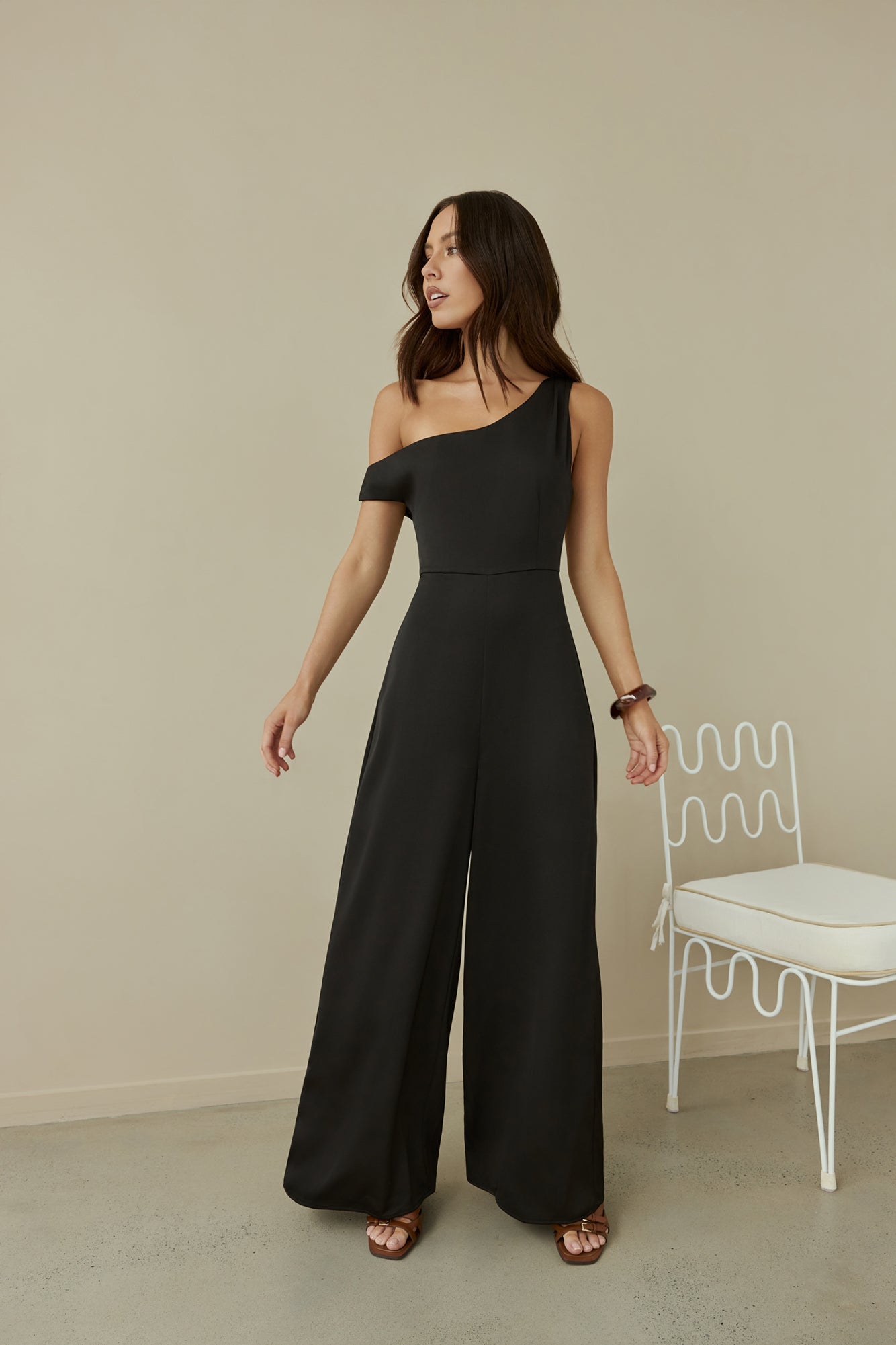 Secret Society Off Shoulder Jumpsuit Black