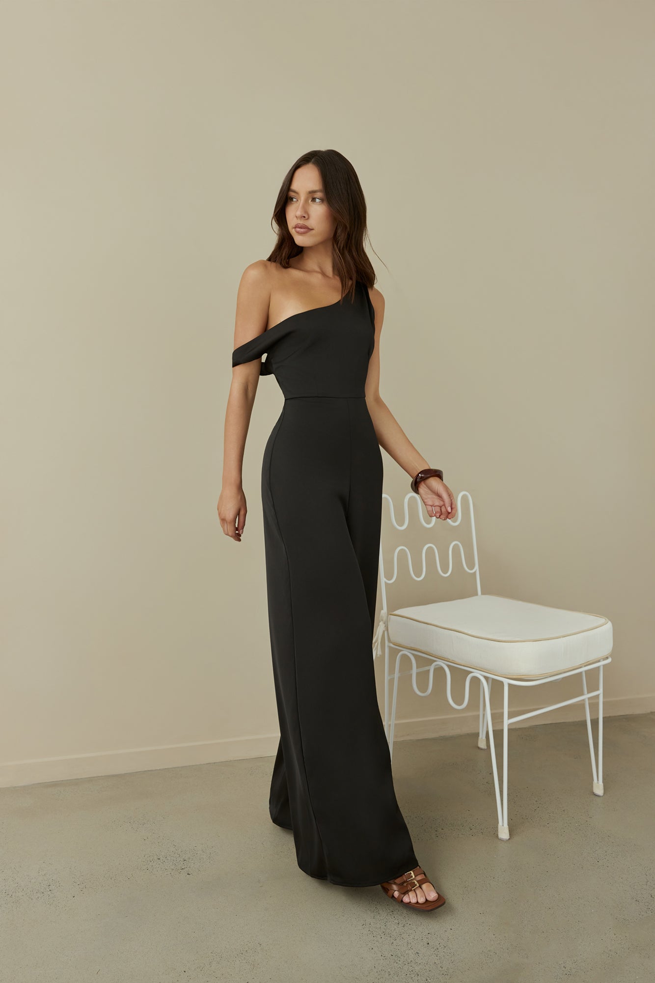 Secret Society Off Shoulder Jumpsuit Black
