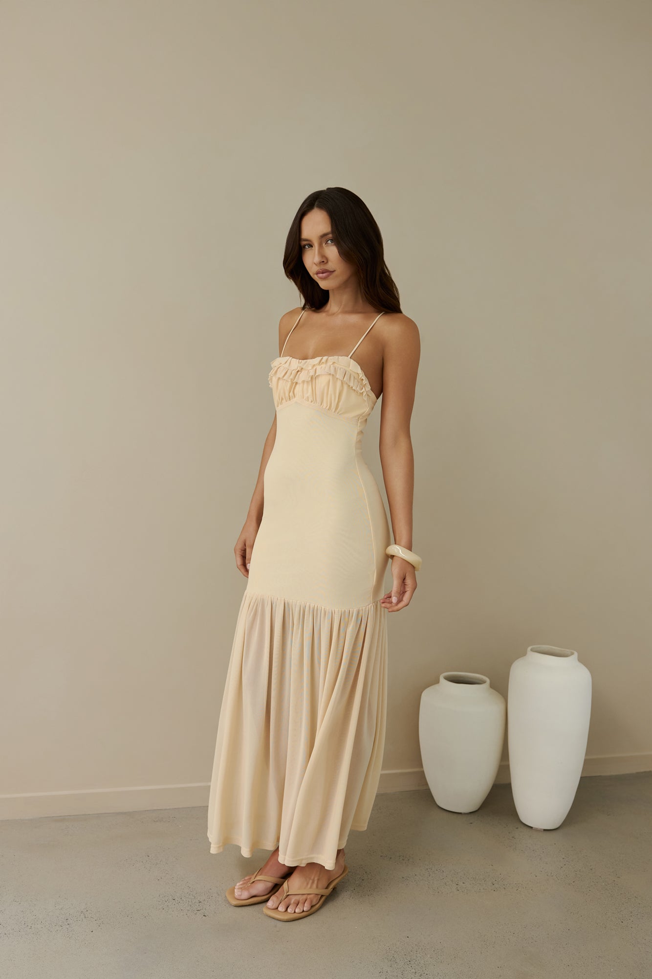 Just Right Mesh Maxi Dress Yellow