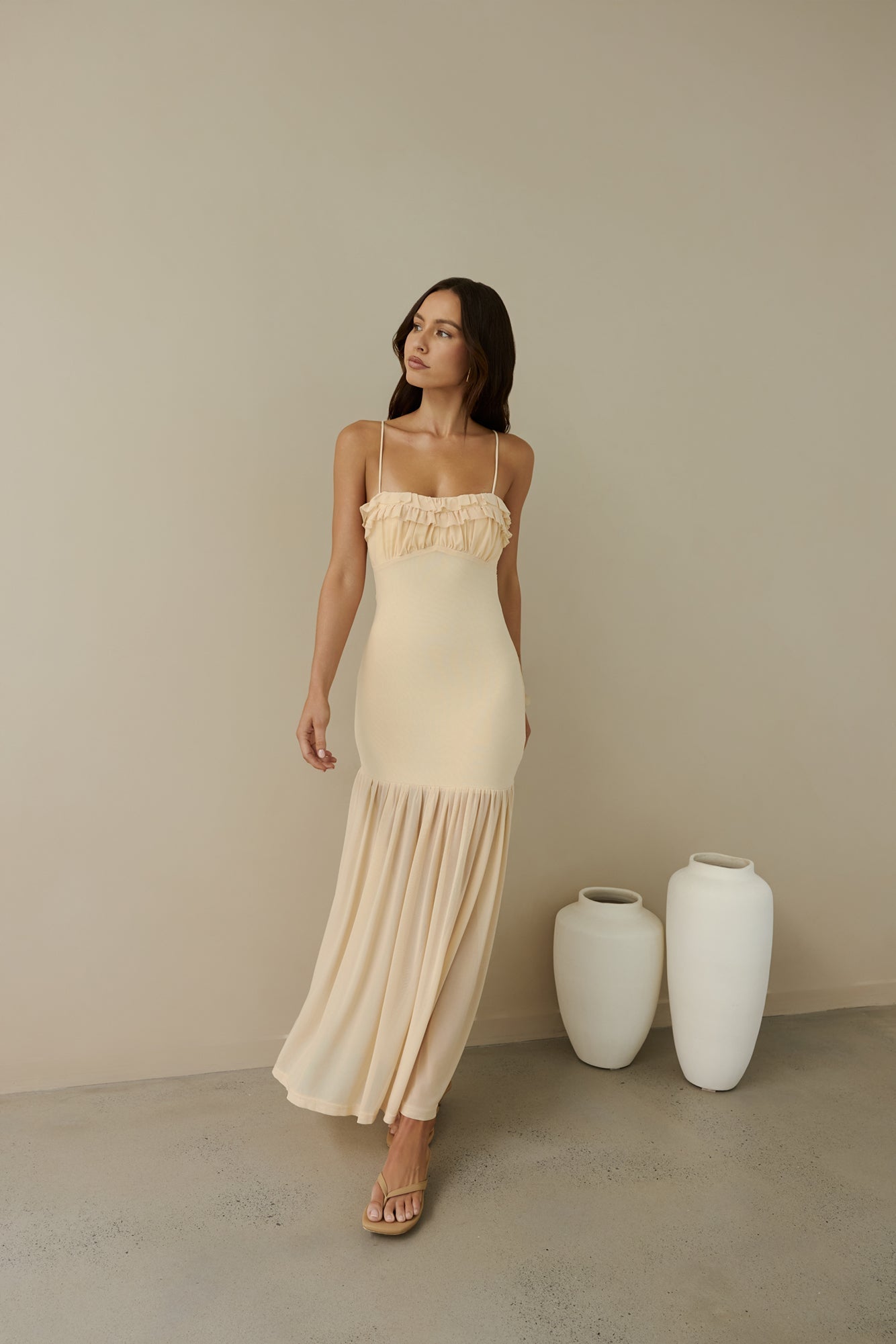 Just Right Mesh Maxi Dress Yellow
