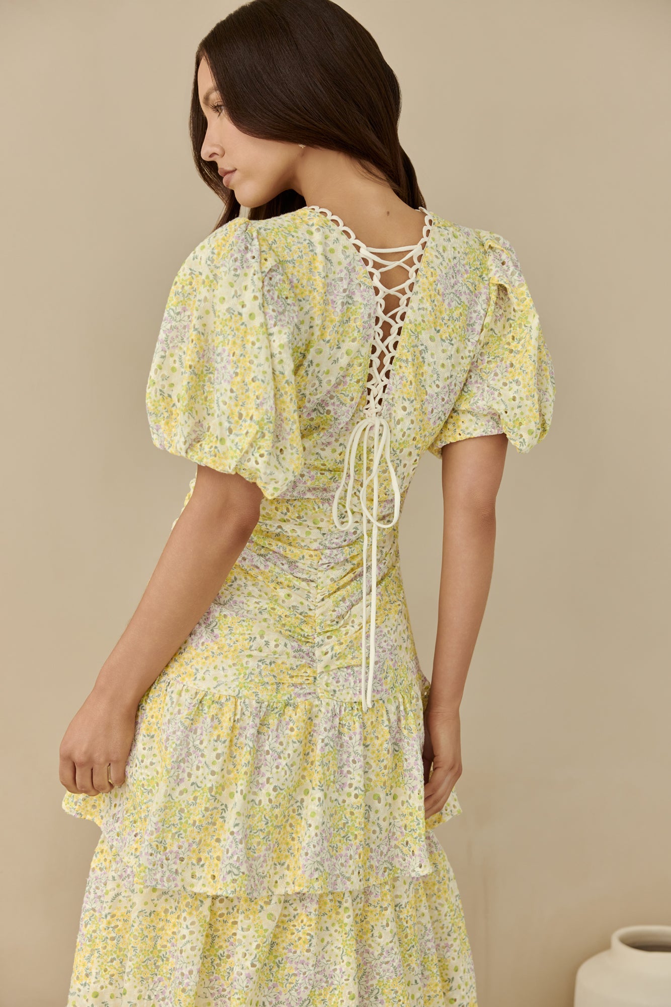 Corinna Tiered Maxi Dress Lemon