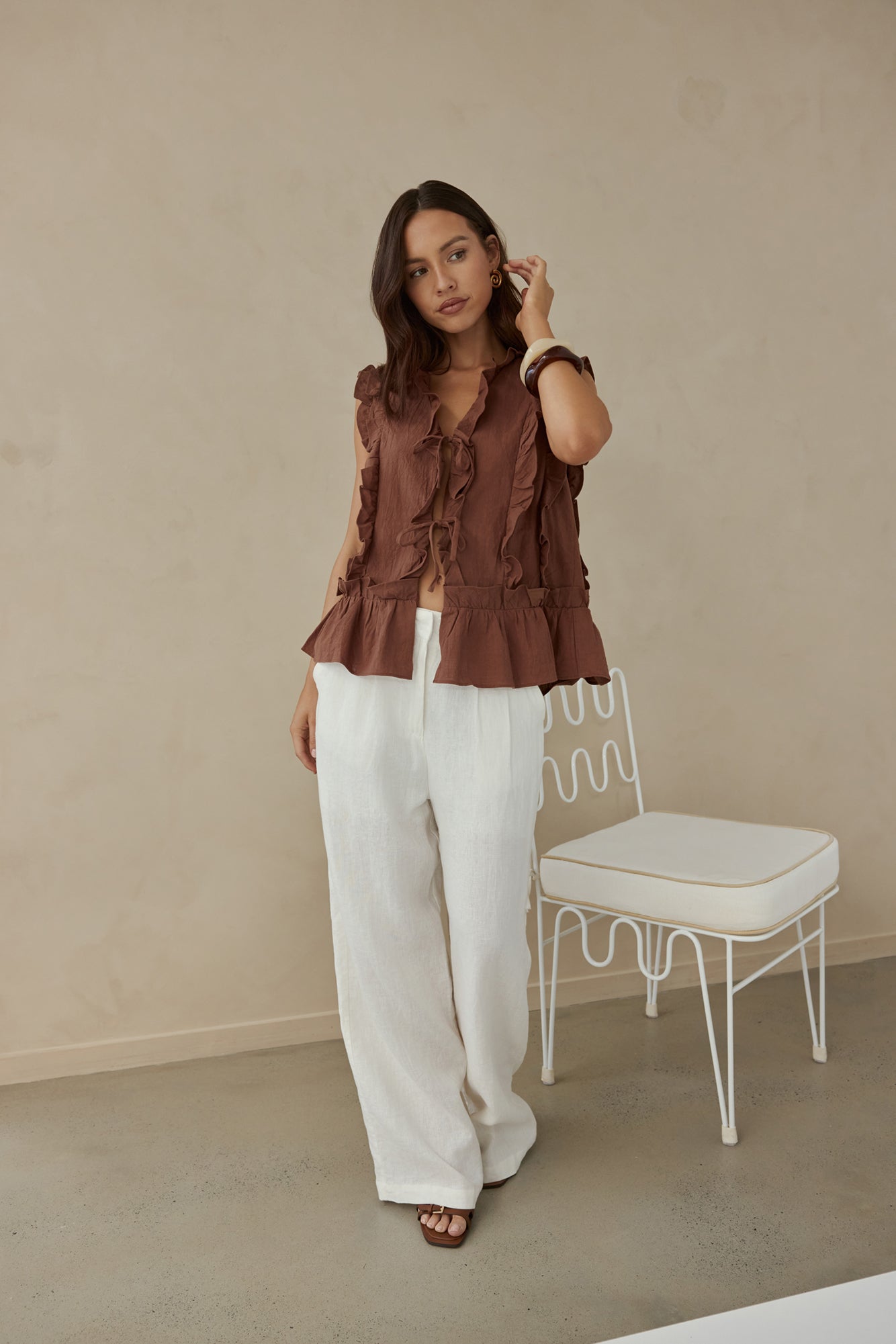 Bellano Vest Top Brown
