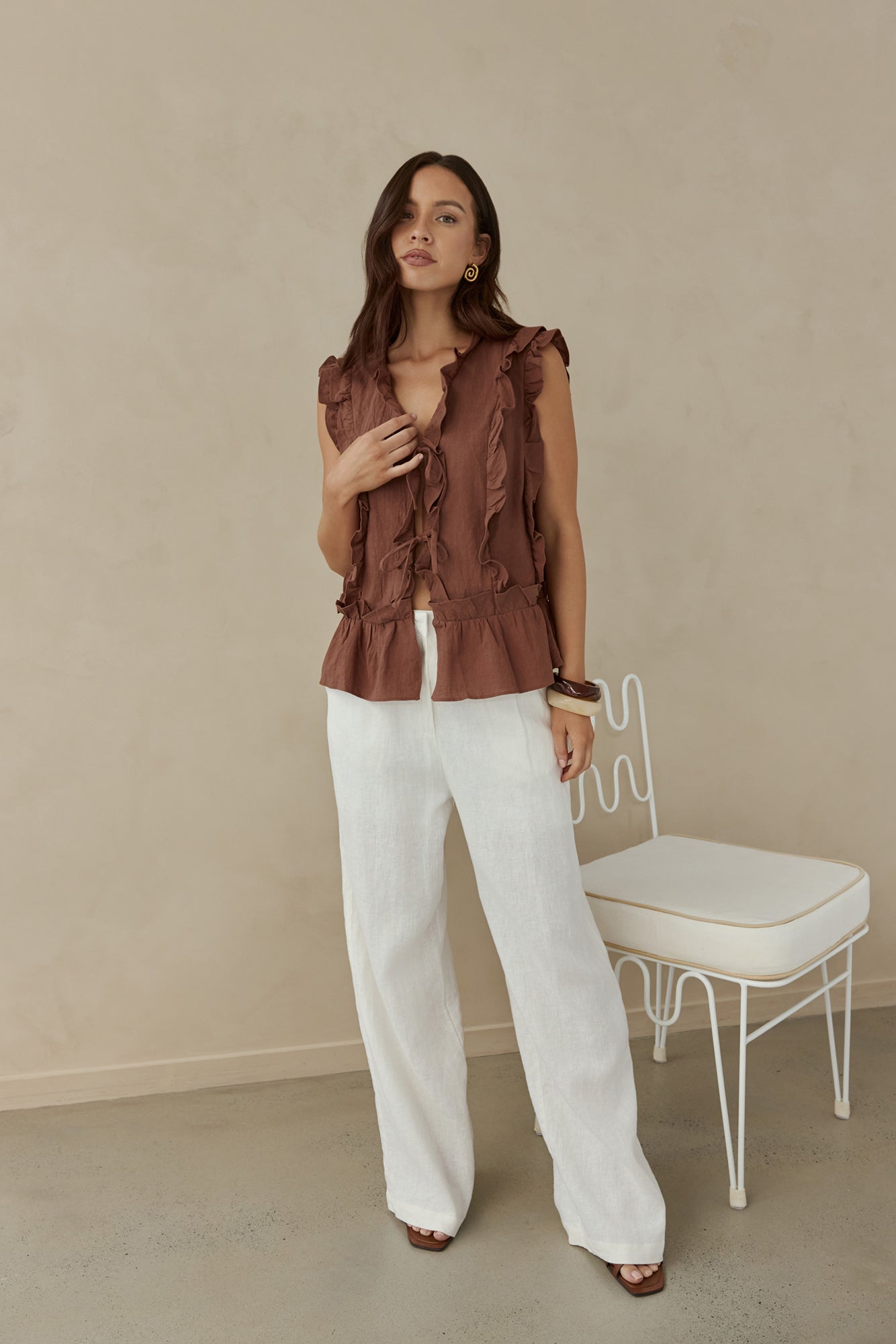 Bellano Vest Top Brown