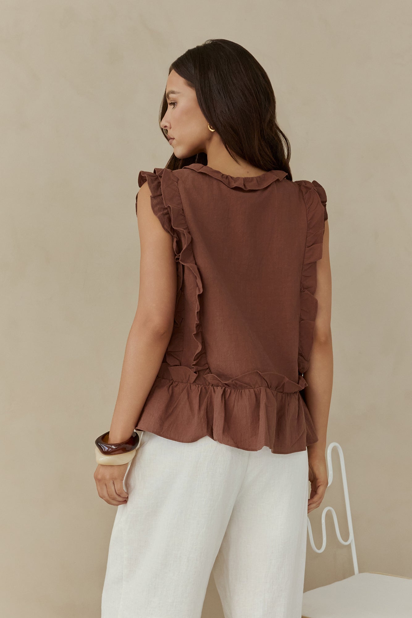 Bellano Vest Top Brown