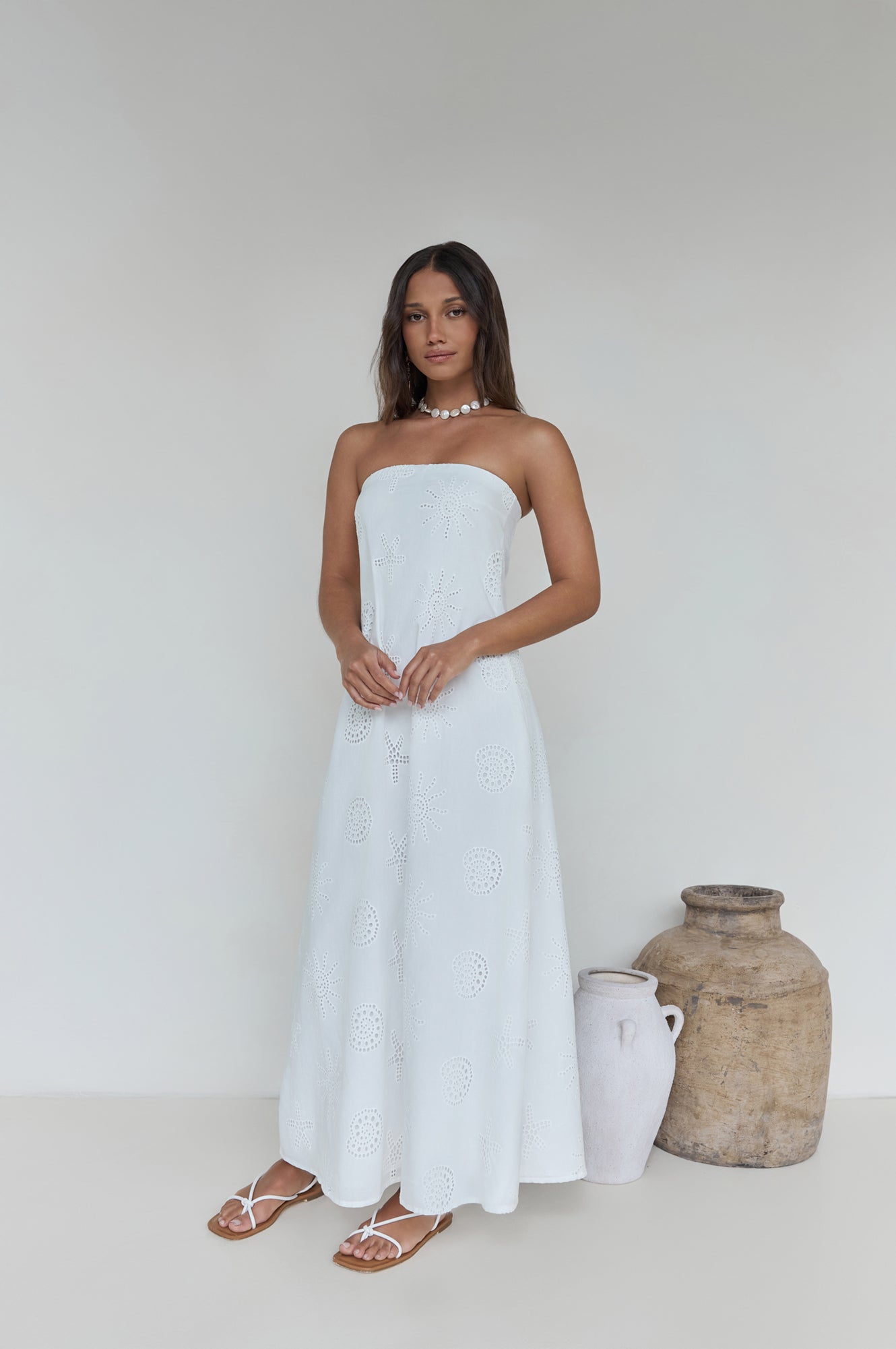 Heart To Heart Strapless Maxi Dress White