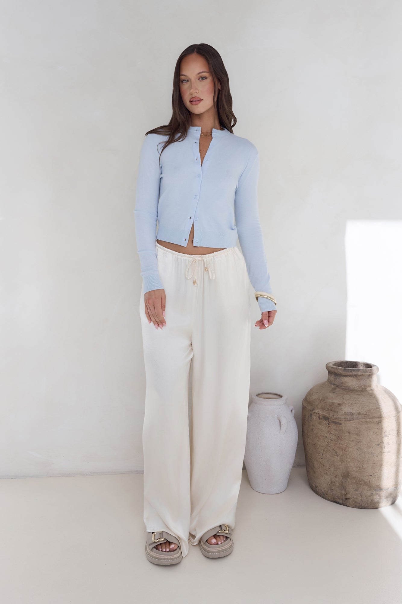 In The Reflection Satin Pants Cream