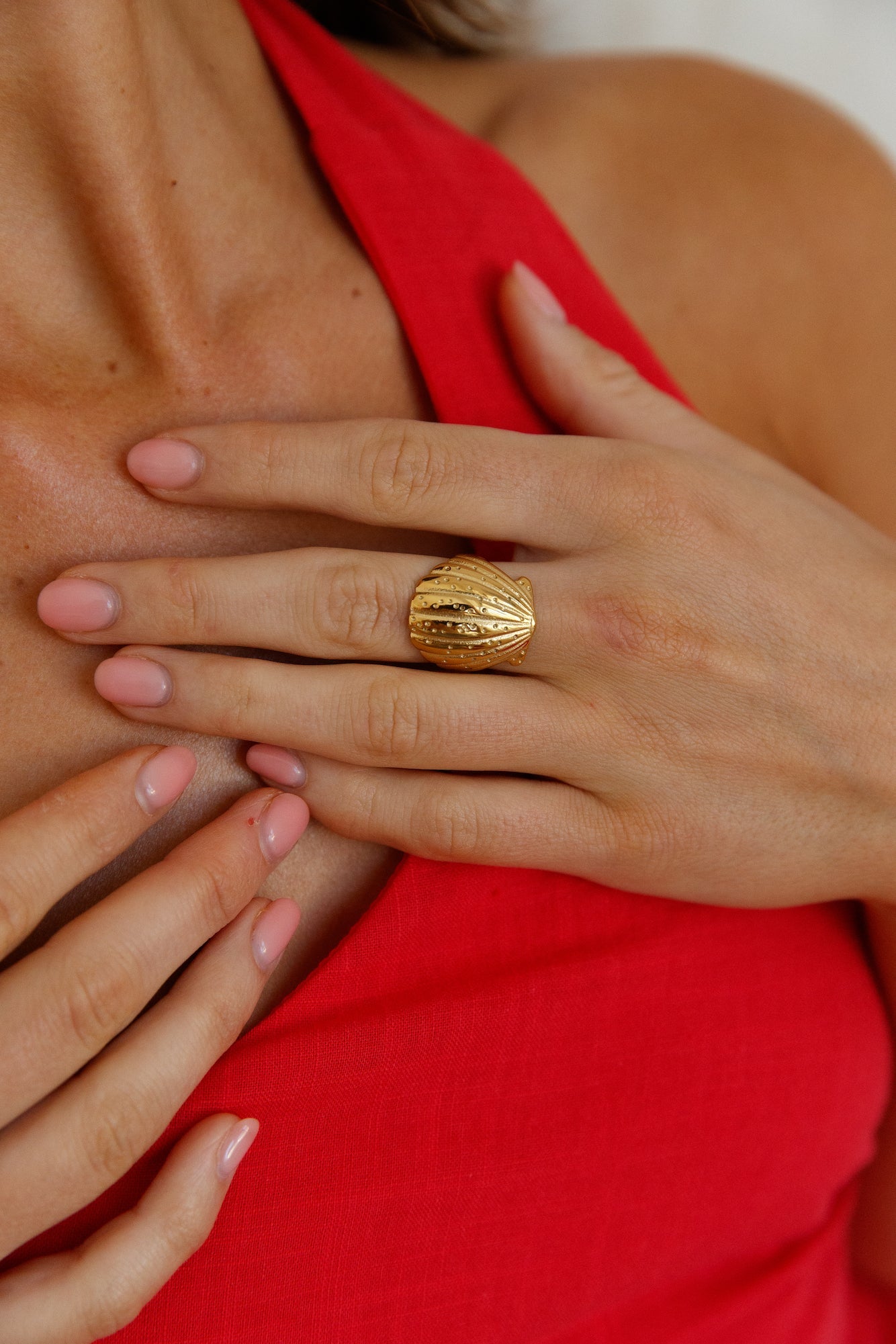 18K Gold Plated Shimmering Treasure Ring Gold