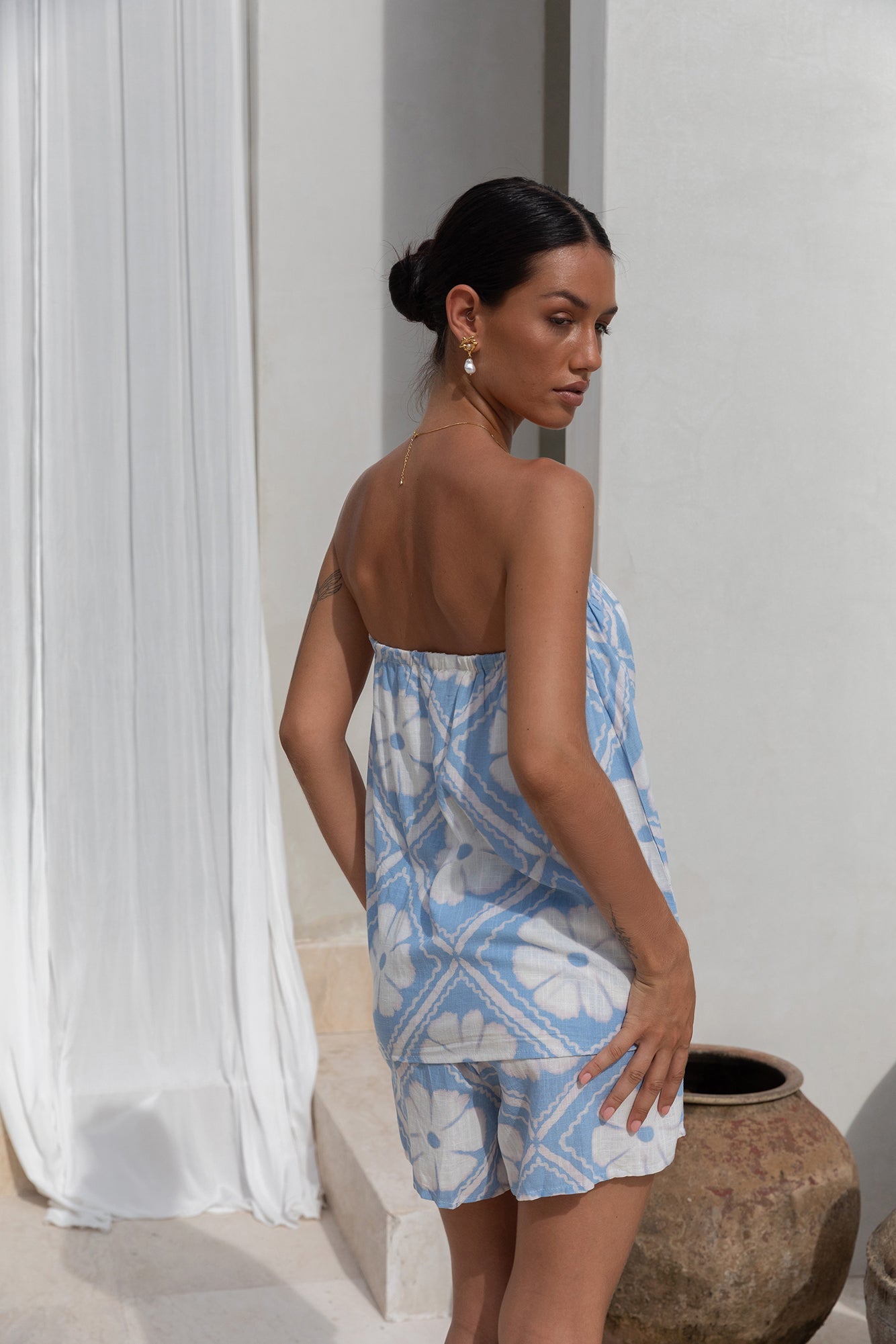Mai Tais Strapless Romper Blue