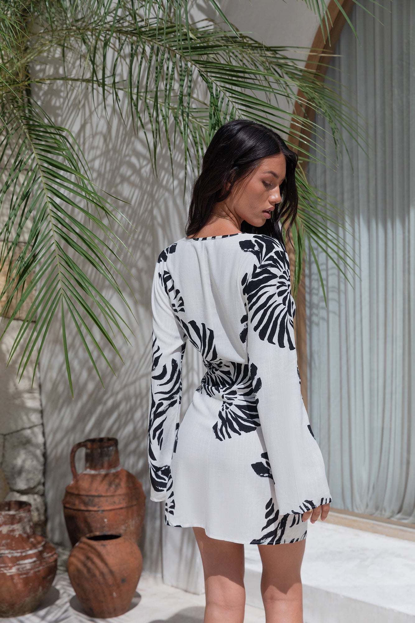 Island Time Only Long Sleeve Mini Dress Natural