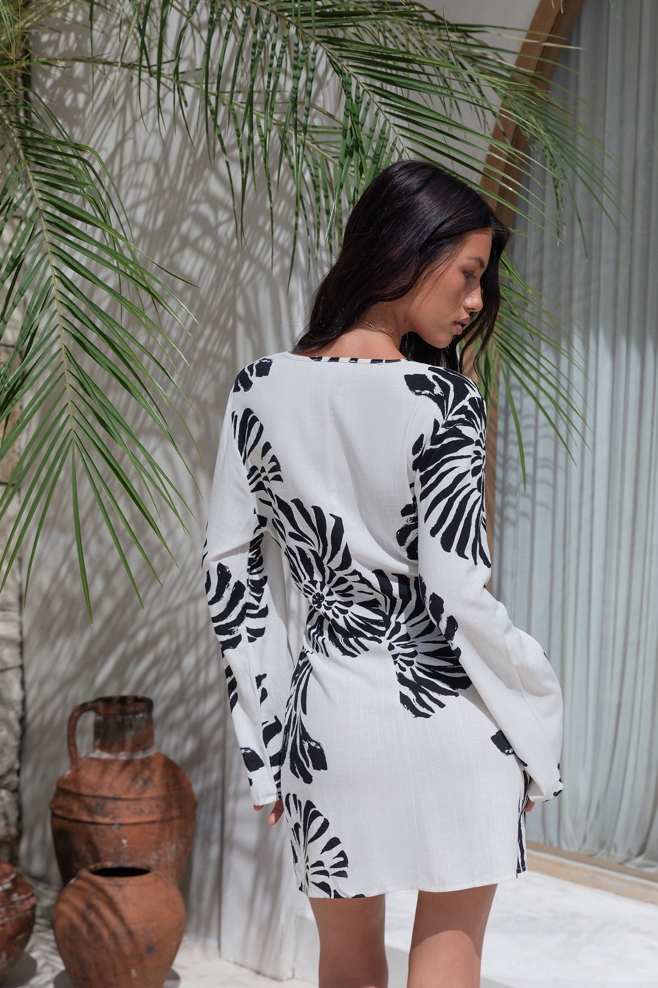 Island Time Only Long Sleeve Mini Dress Natural