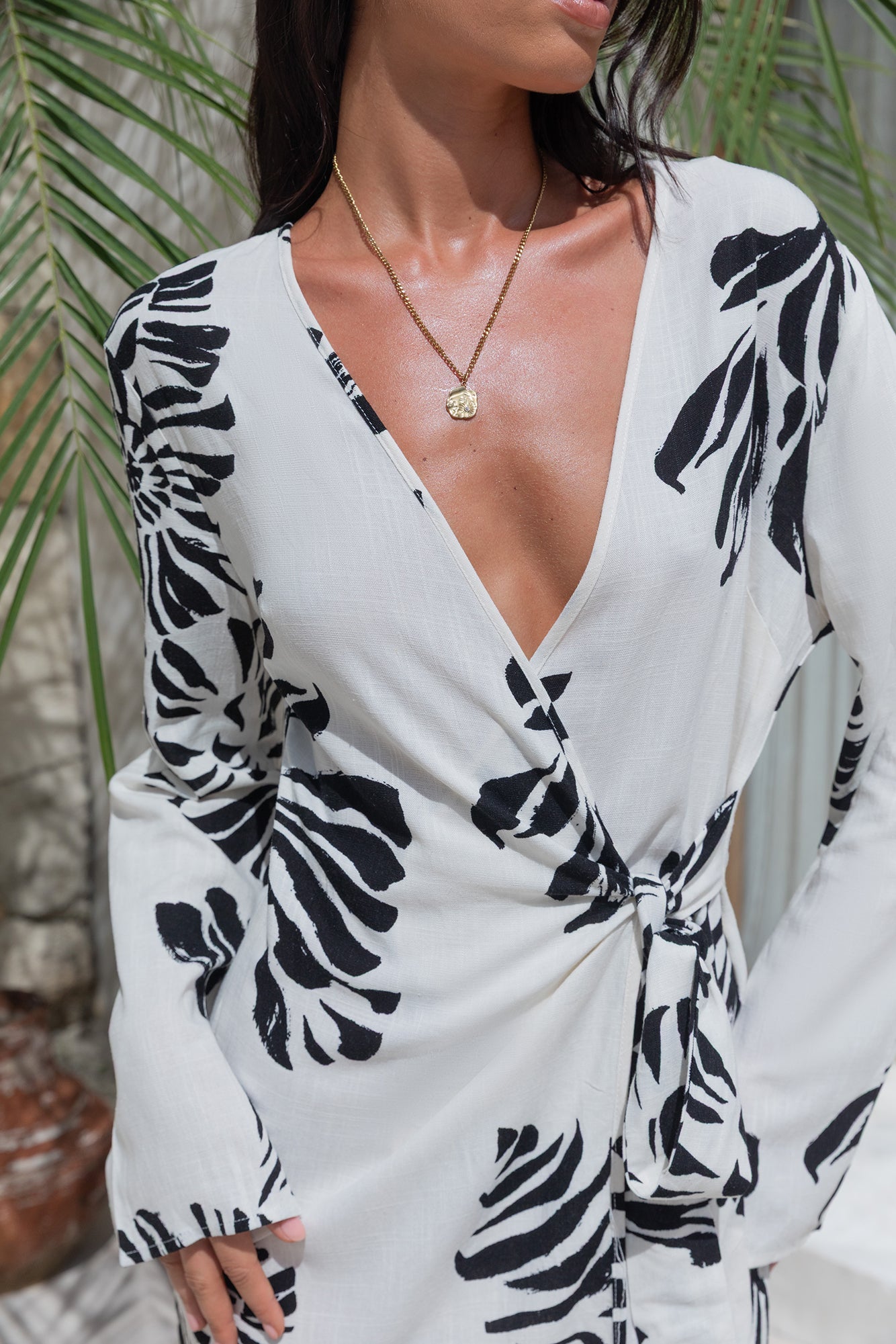 Island Time Only Long Sleeve Mini Dress Natural