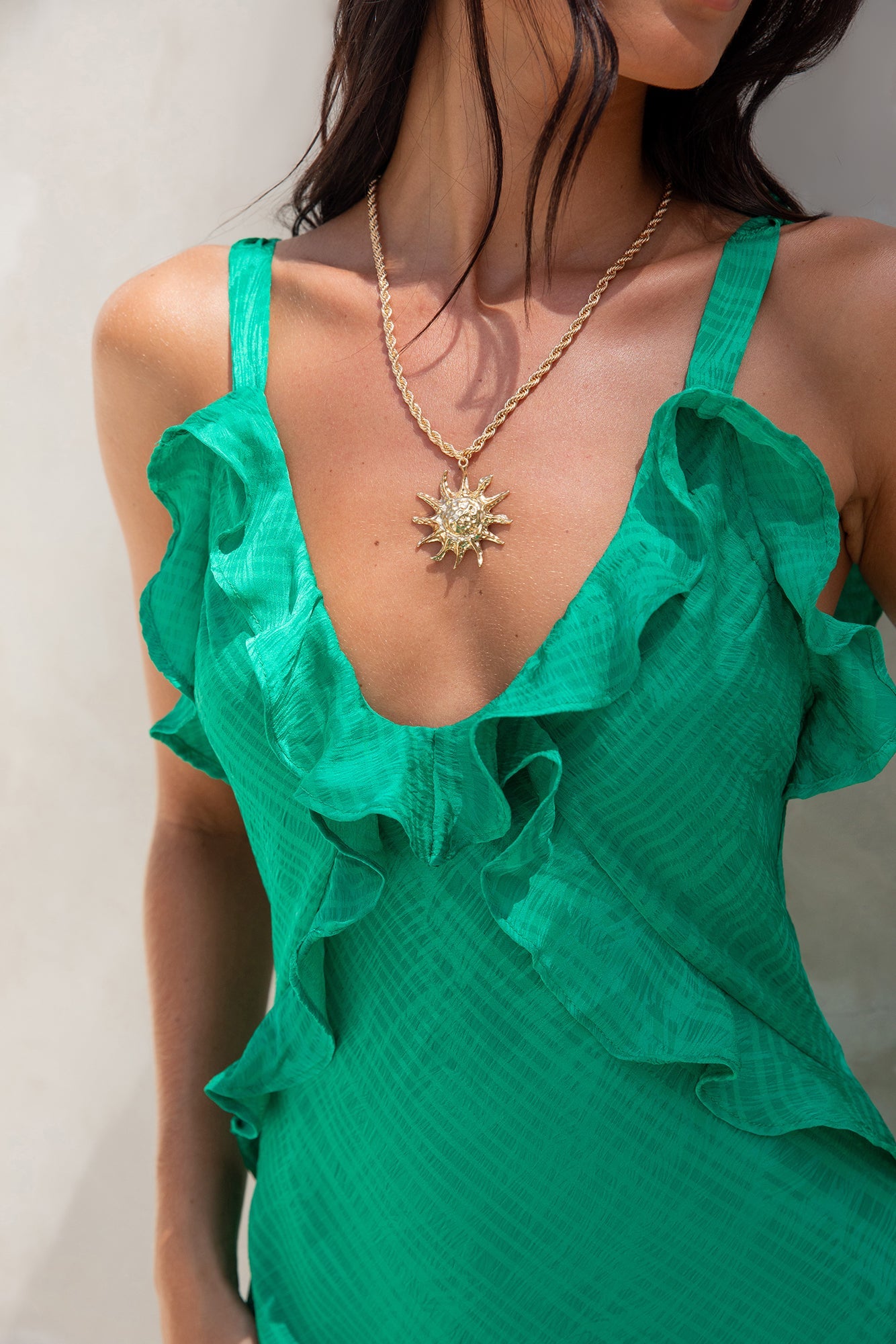 Sorbae Ruffle Maxi Dress Green