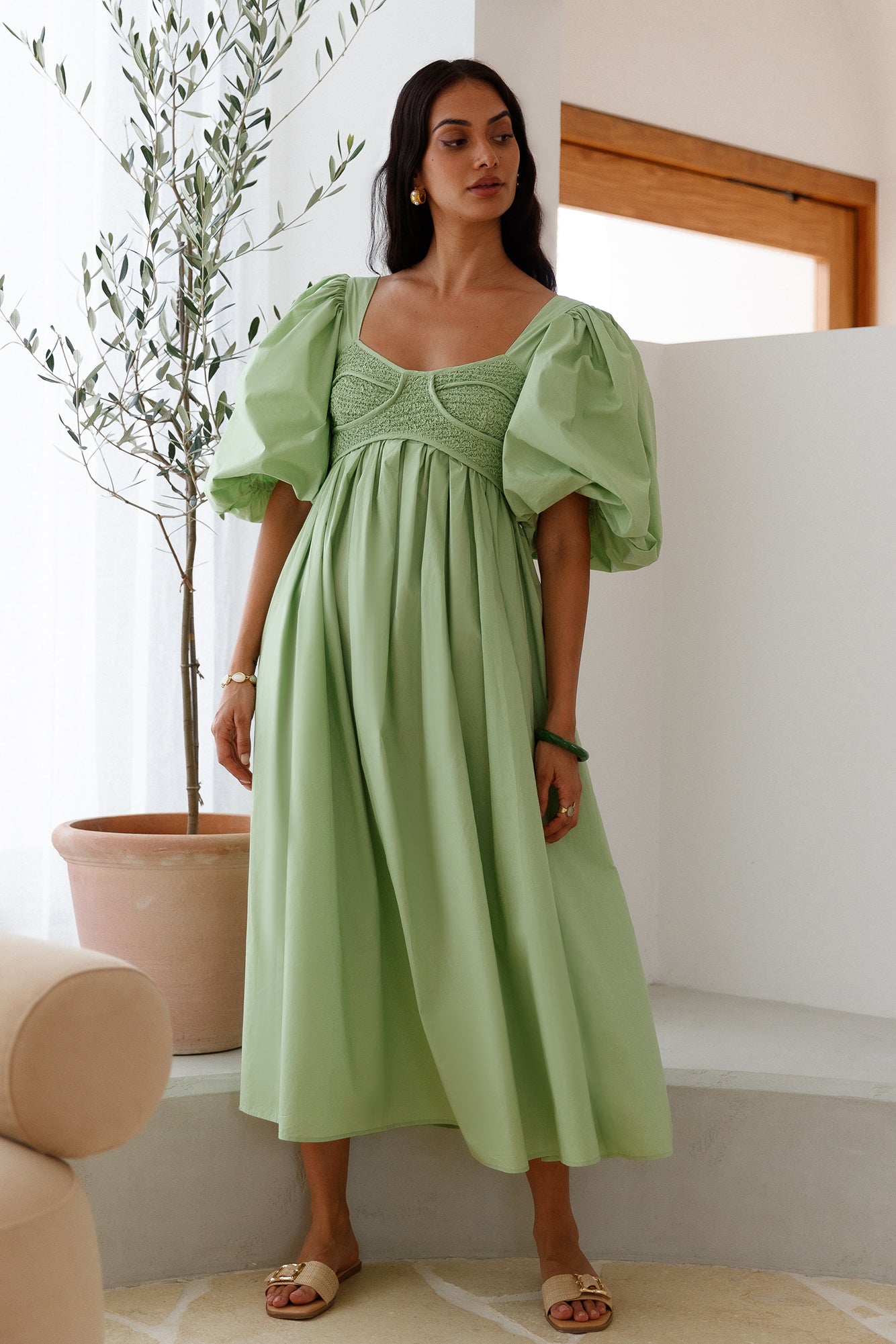 Peaceful Shores Midi Dress Green