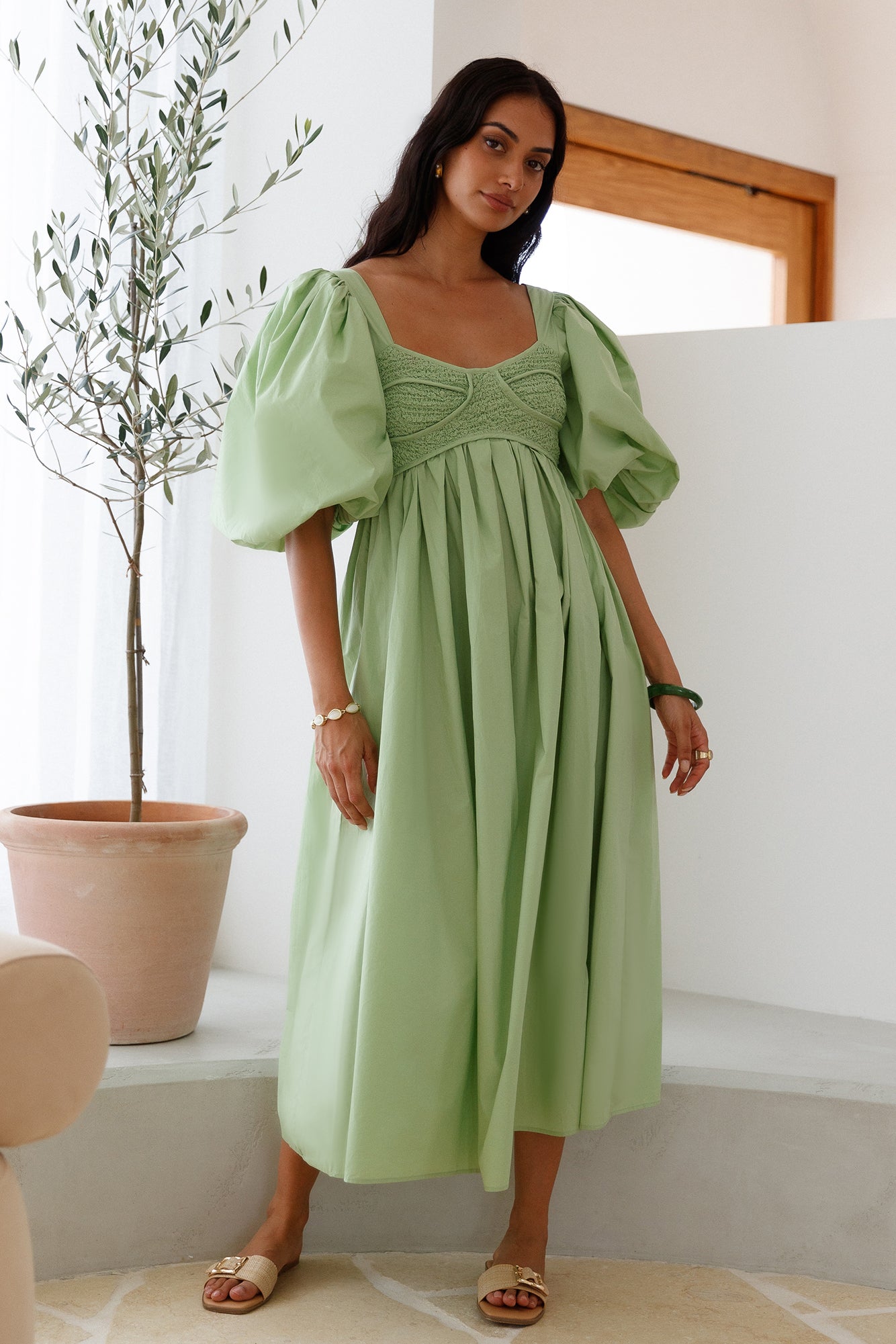 Peaceful Shores Midi Dress Green