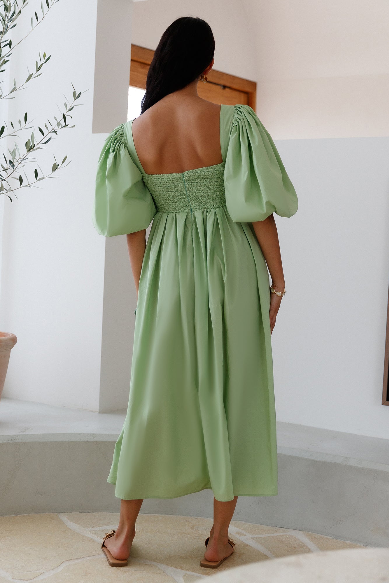 Peaceful Shores Midi Dress Green