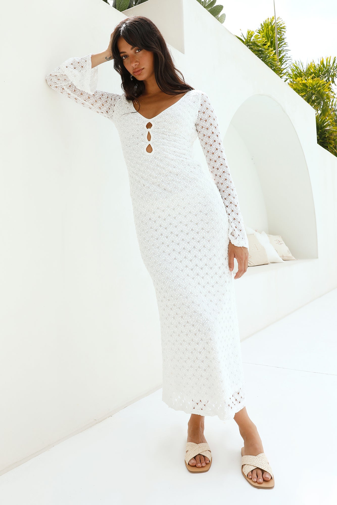 Ivory Moon Maxi Dress White