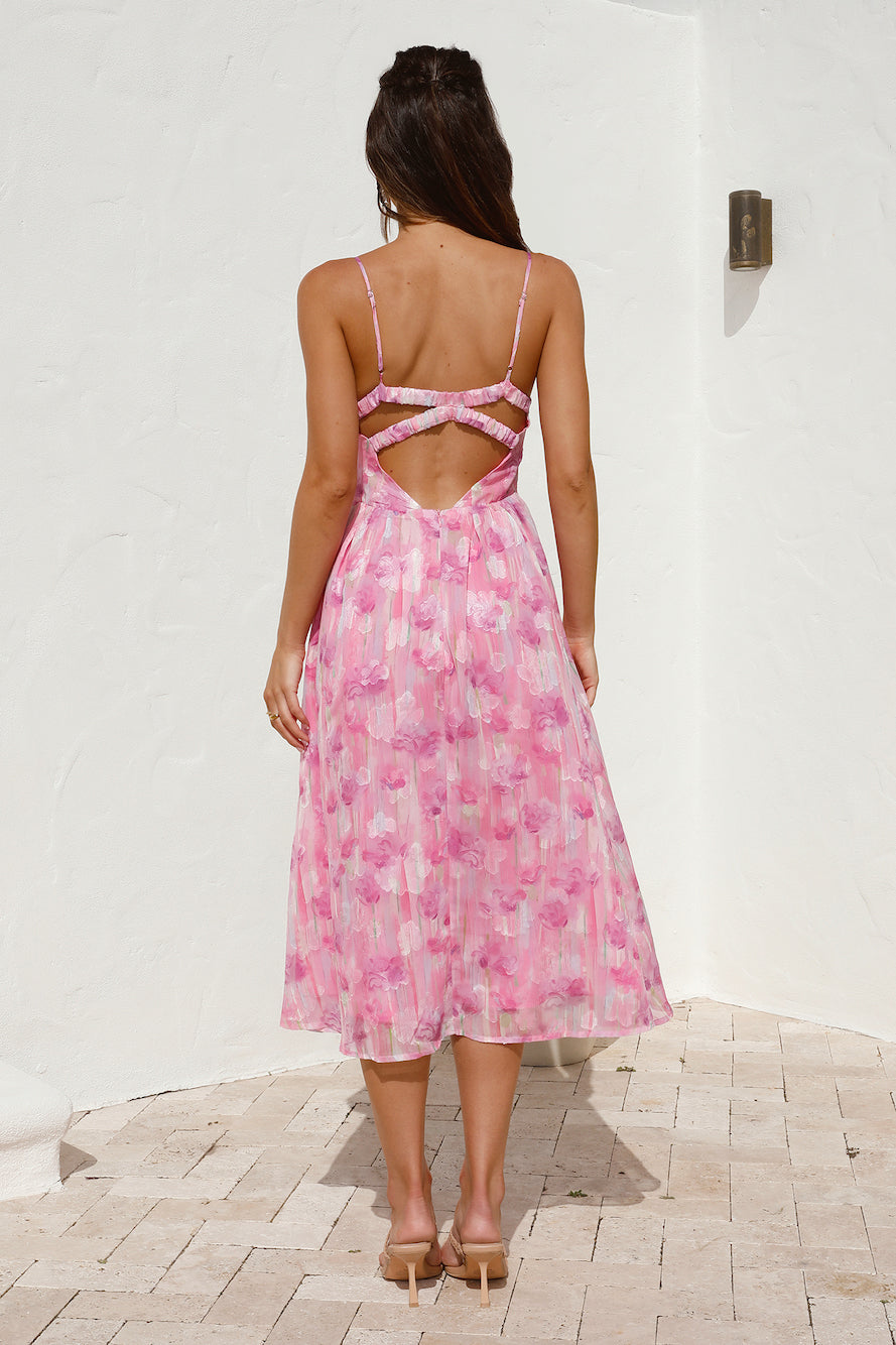 Fairytale Daydreams Midi Dress Pink