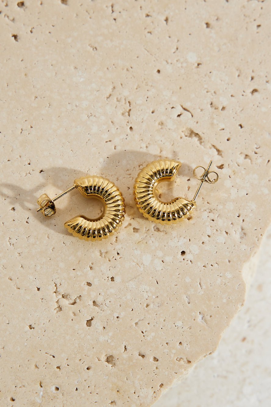 18k Gold Plated Spring Into Step Hoop Earrings Gold
