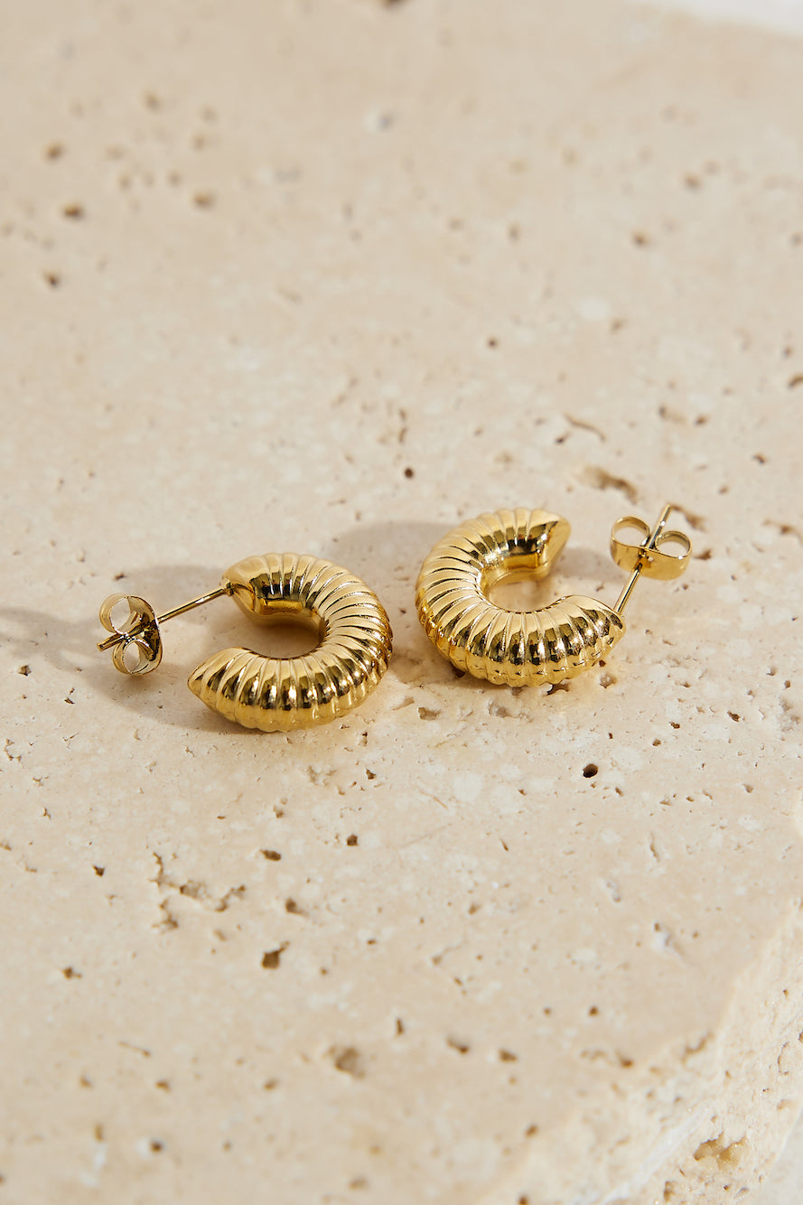 18k Gold Plated Spring Into Step Hoop Earrings Gold